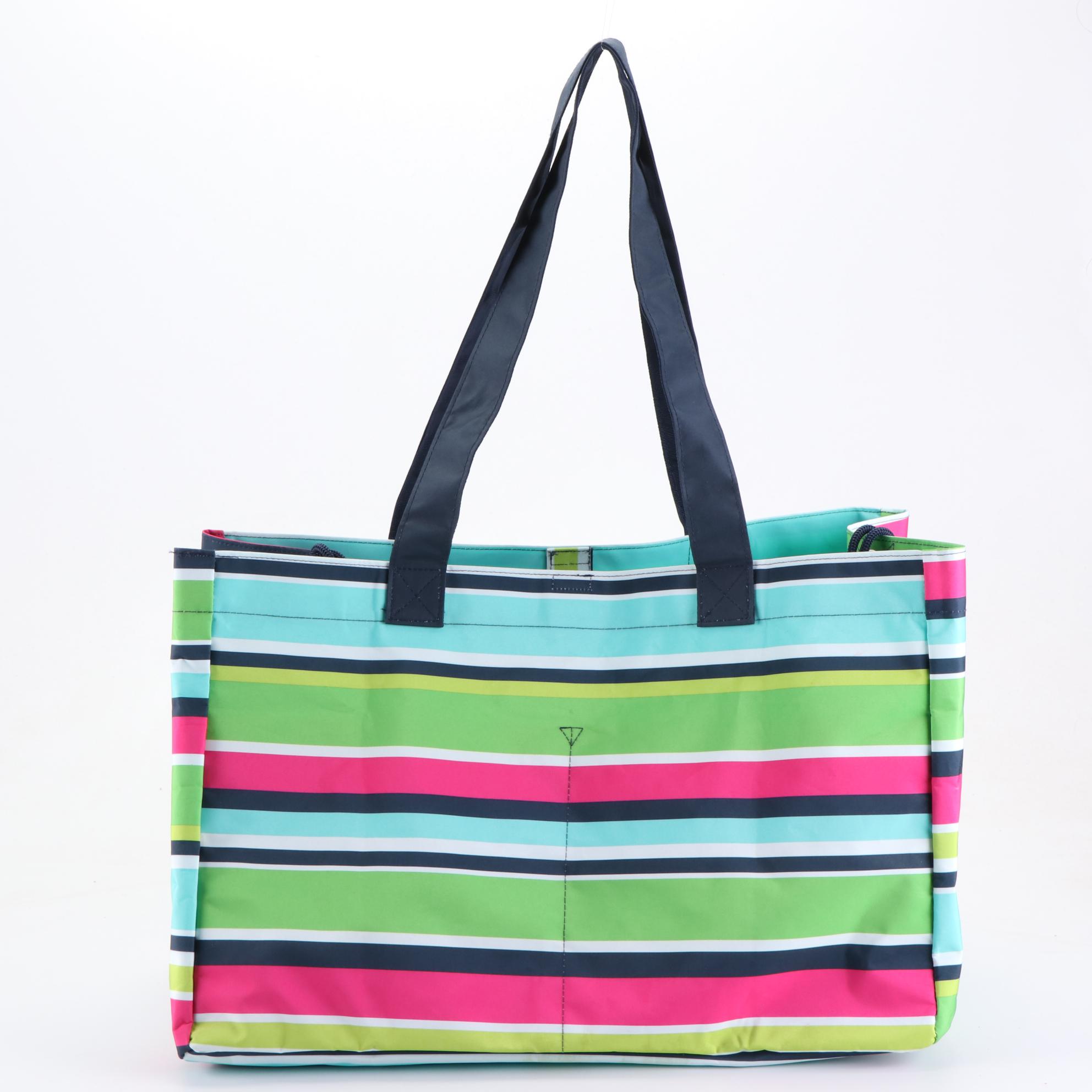 Thirty-One Gifts Striped Shoulder Totes, Zip Pouches and Folding Storage Cube