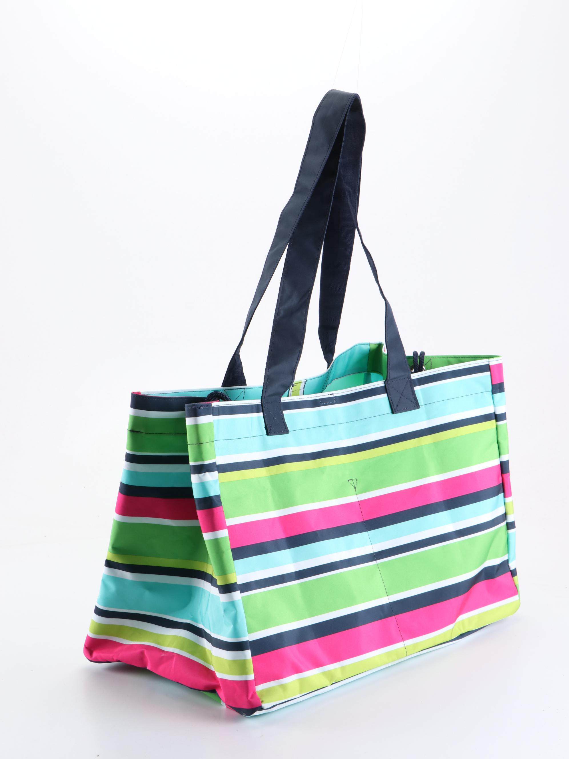Thirty-One Gifts Striped Shoulder Totes, Zip Pouches and Folding Storage Cube