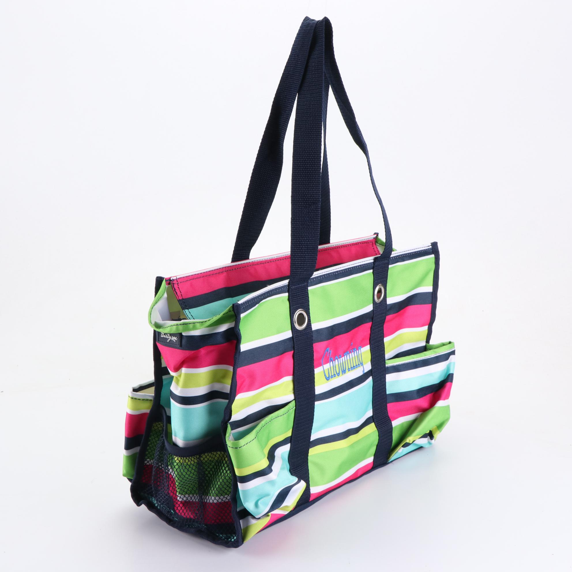 Thirty-One Gifts Striped Shoulder Totes, Zip Pouches and Folding Storage Cube