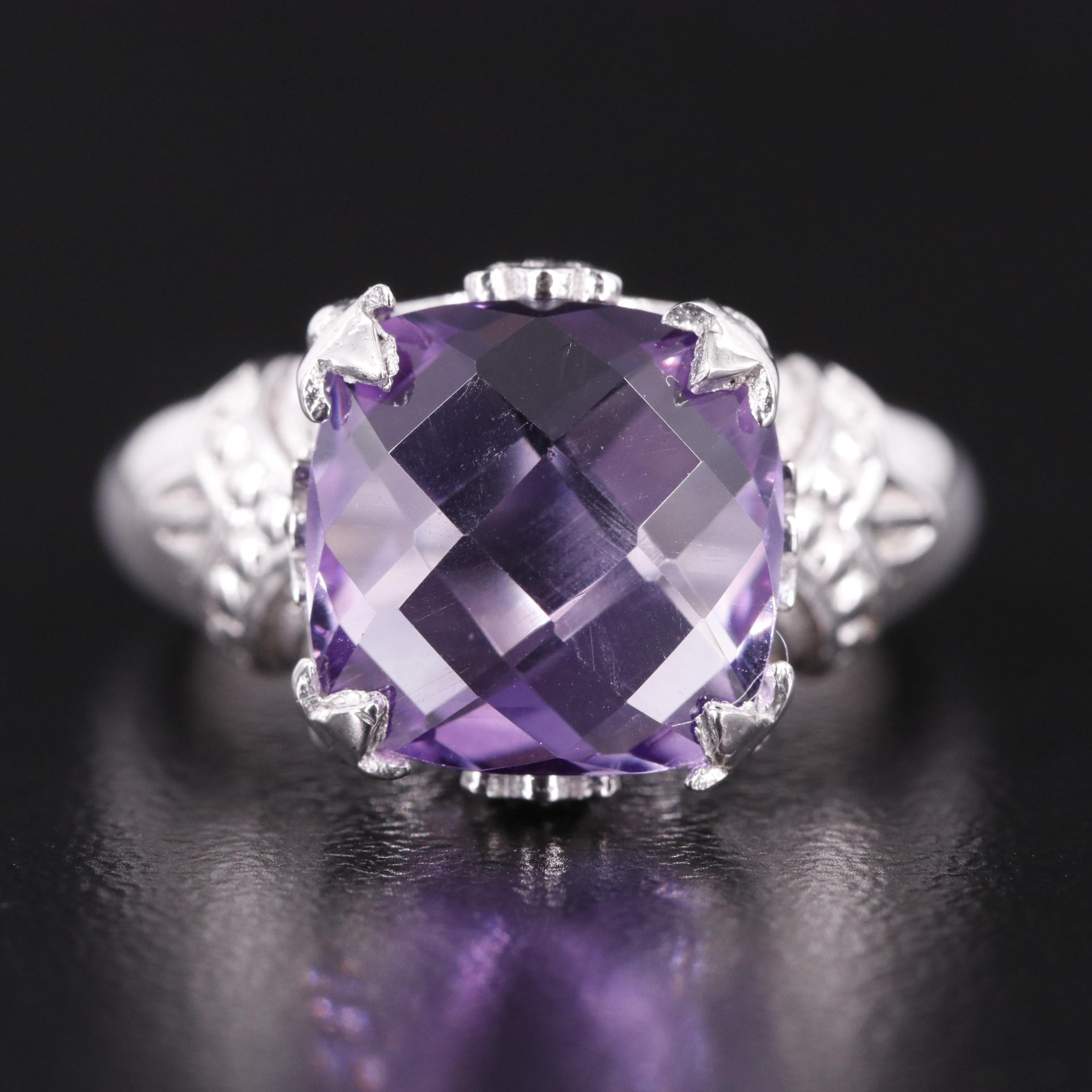 Sterling Amethyst Solitaire Ring