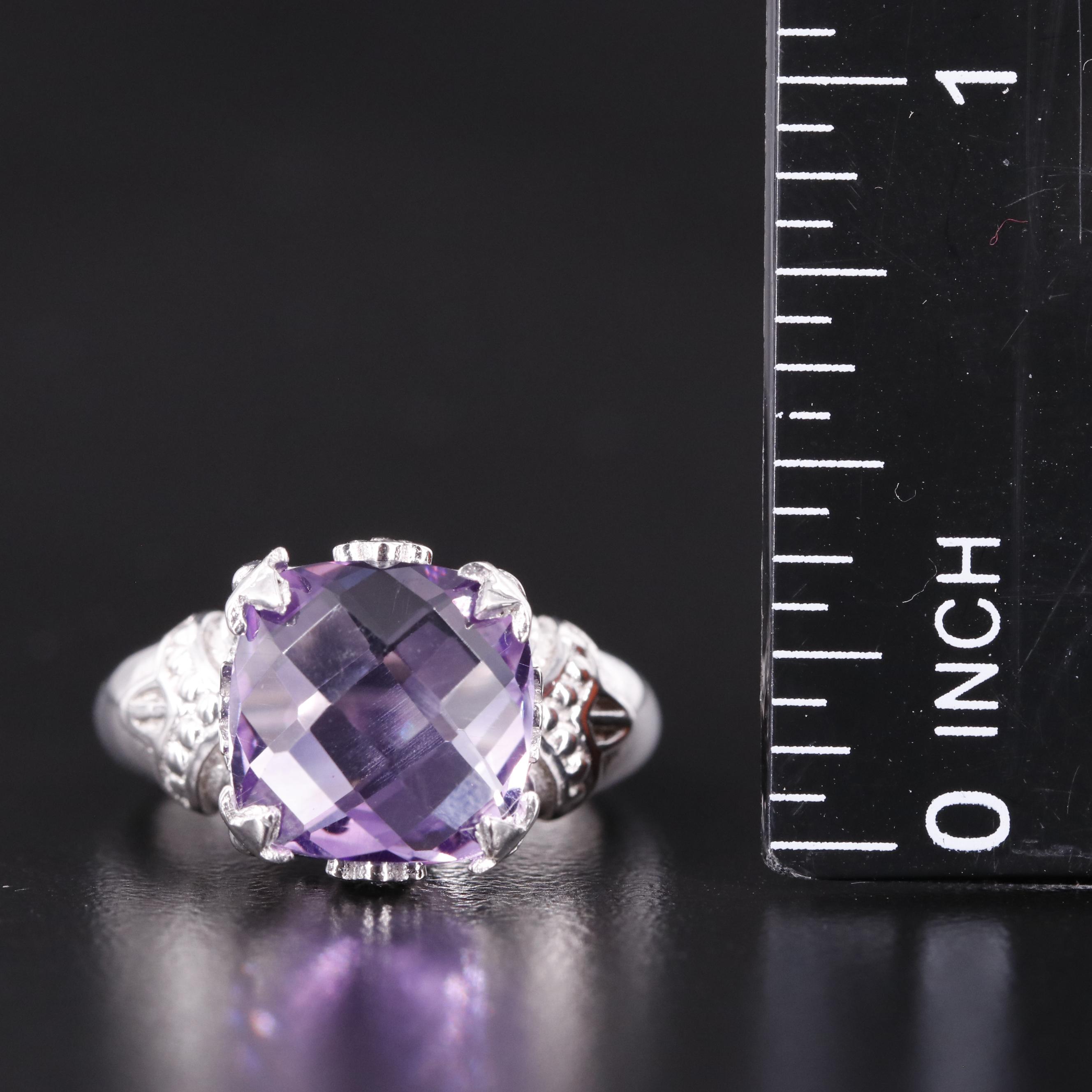 Sterling Amethyst Solitaire Ring