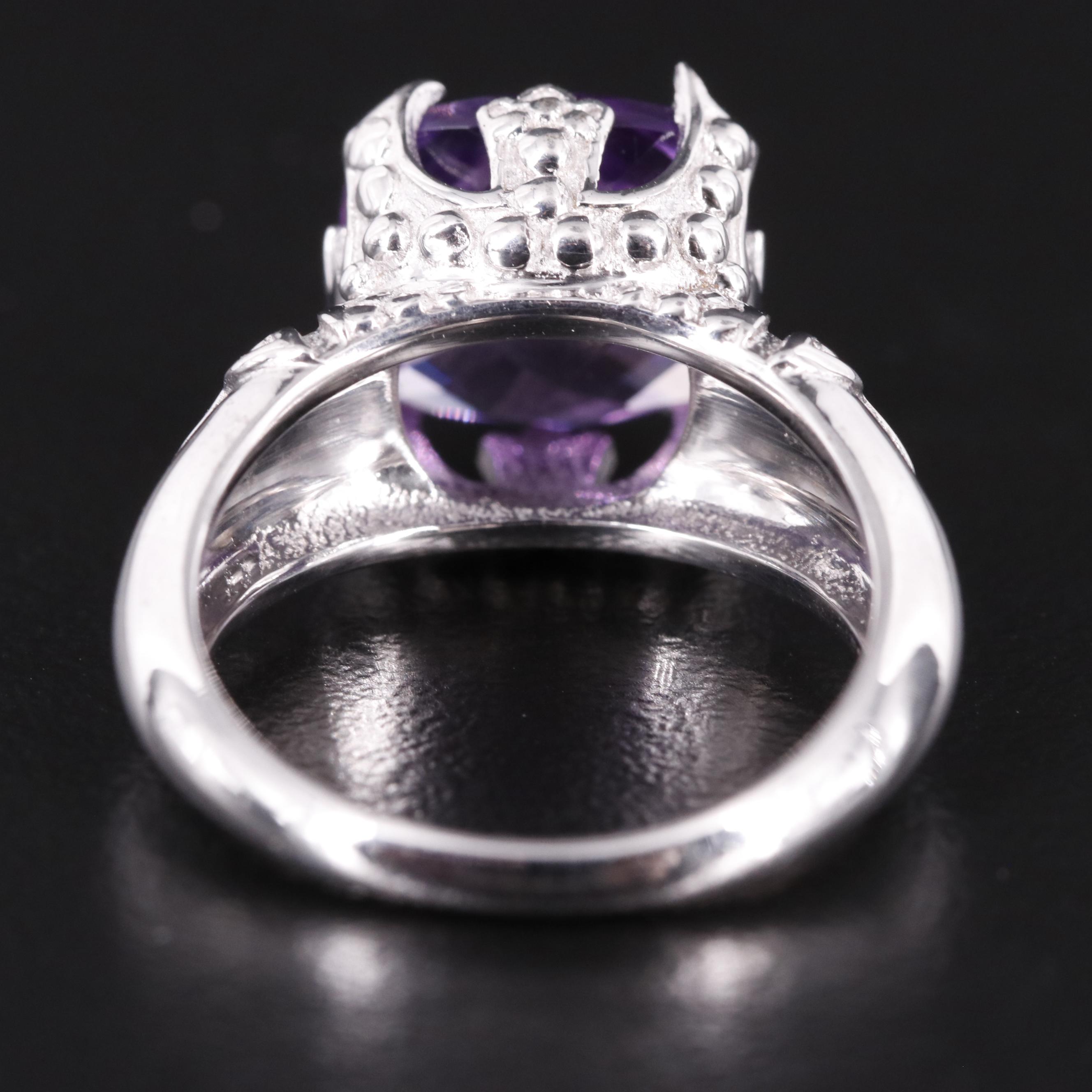Sterling Amethyst Solitaire Ring