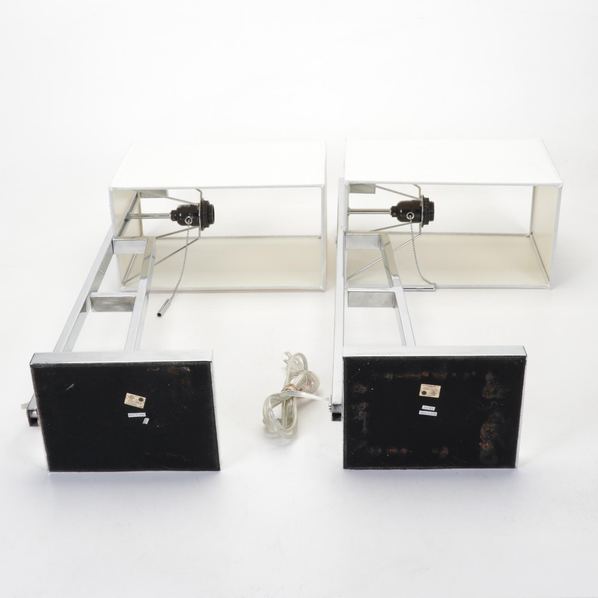 Post Modern Chromed Industrial Style Table Lamps With Integrated Shades, 21st Cf