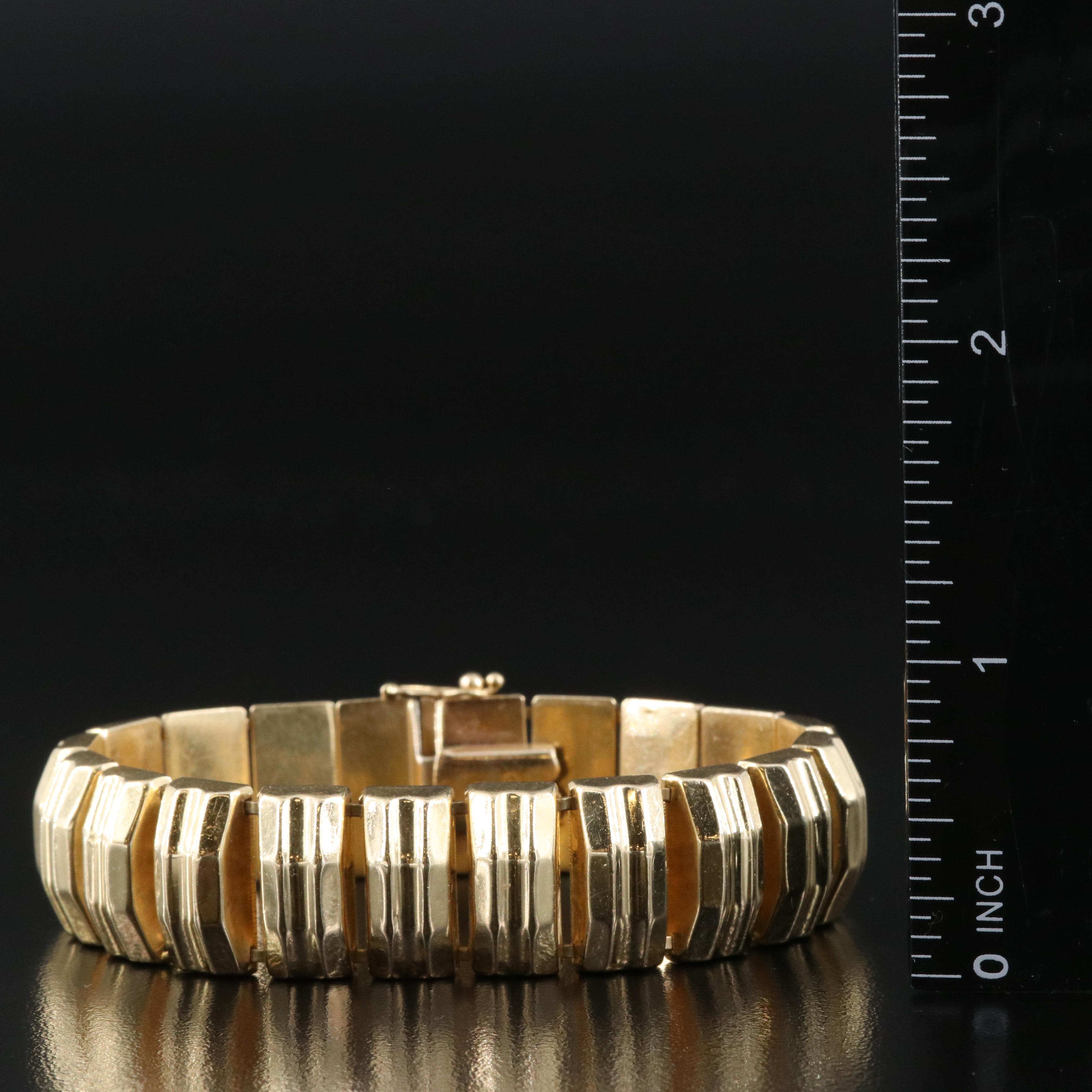 14K Gold Bar Link Bracelet