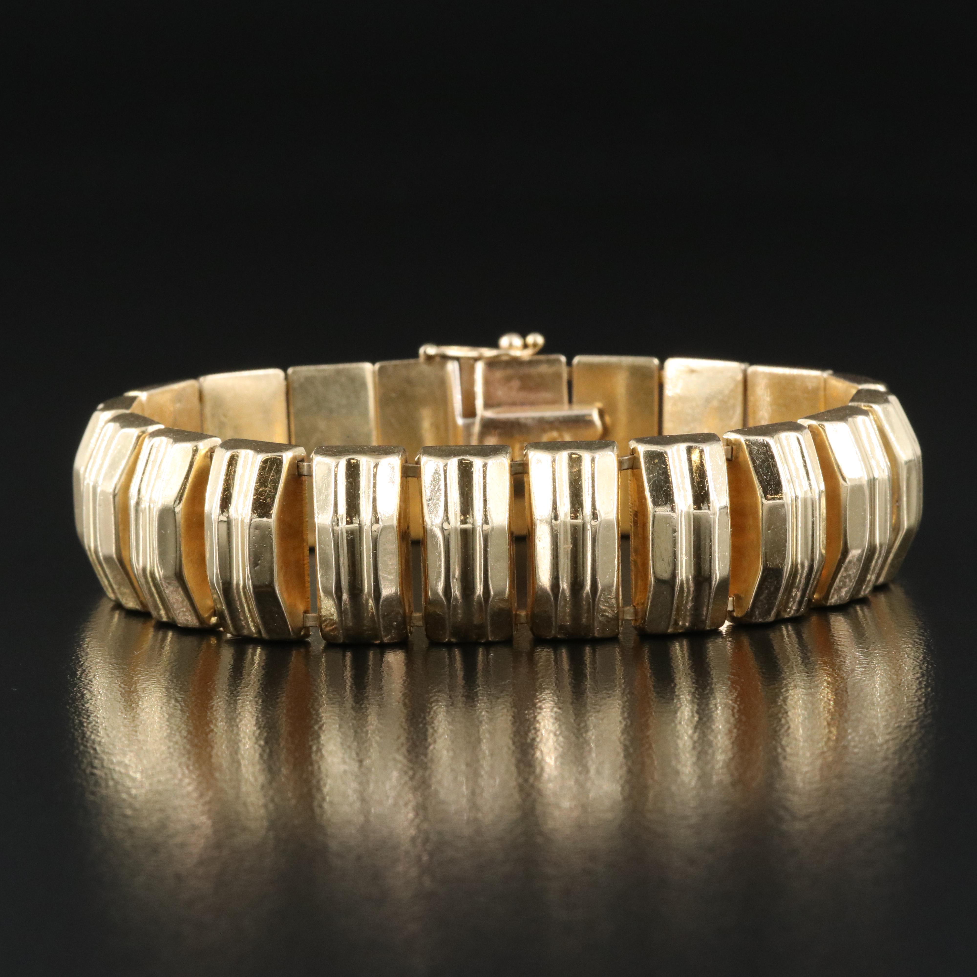 14K Gold Bar Link Bracelet