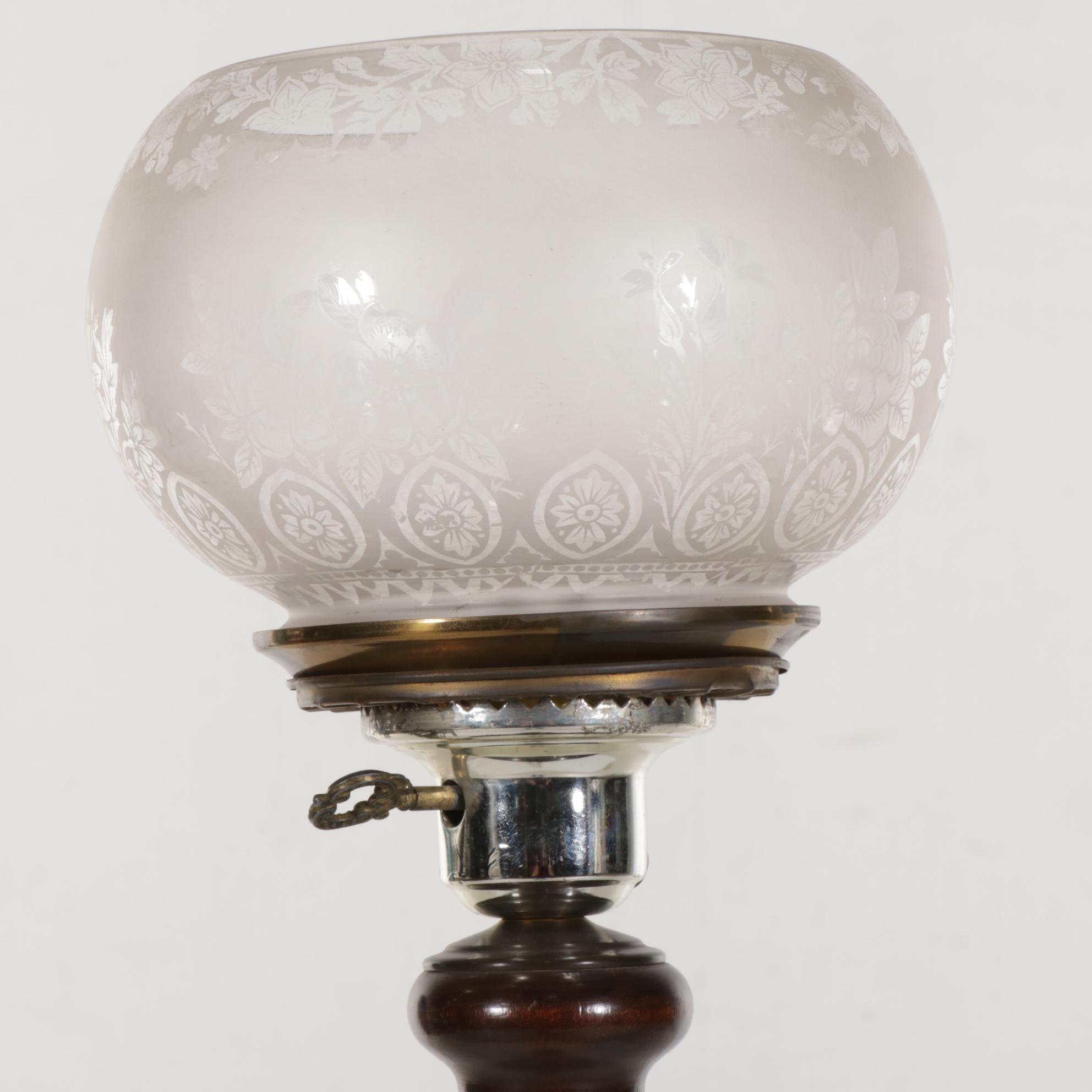 Lathe-Turned Wooden Floor Lamp, Mid-20th Century