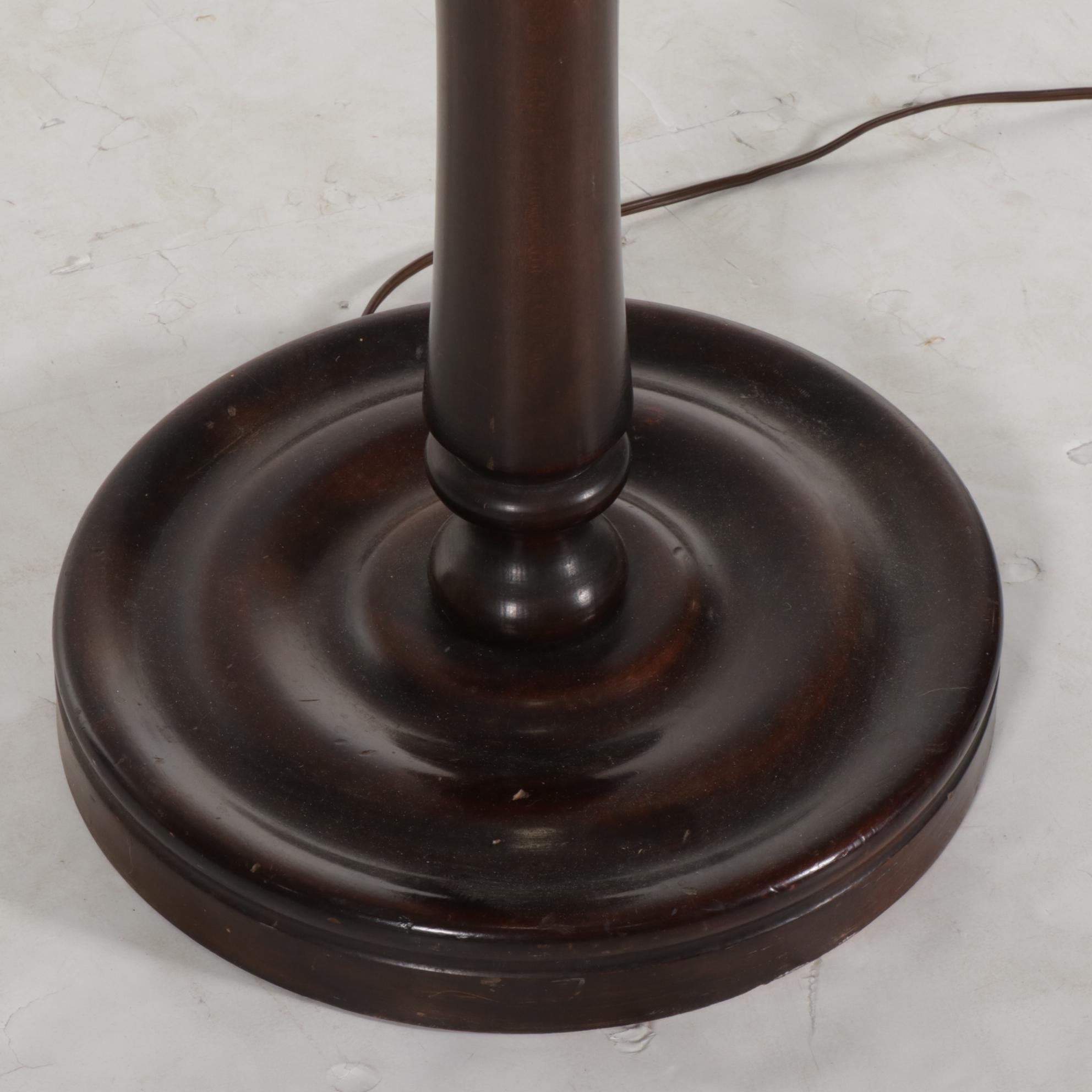 Lathe-Turned Wooden Floor Lamp, Mid-20th Century