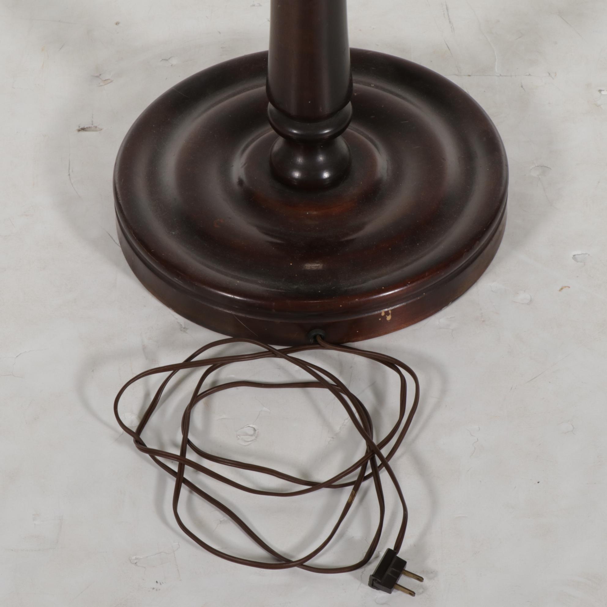 Lathe-Turned Wooden Floor Lamp, Mid-20th Century