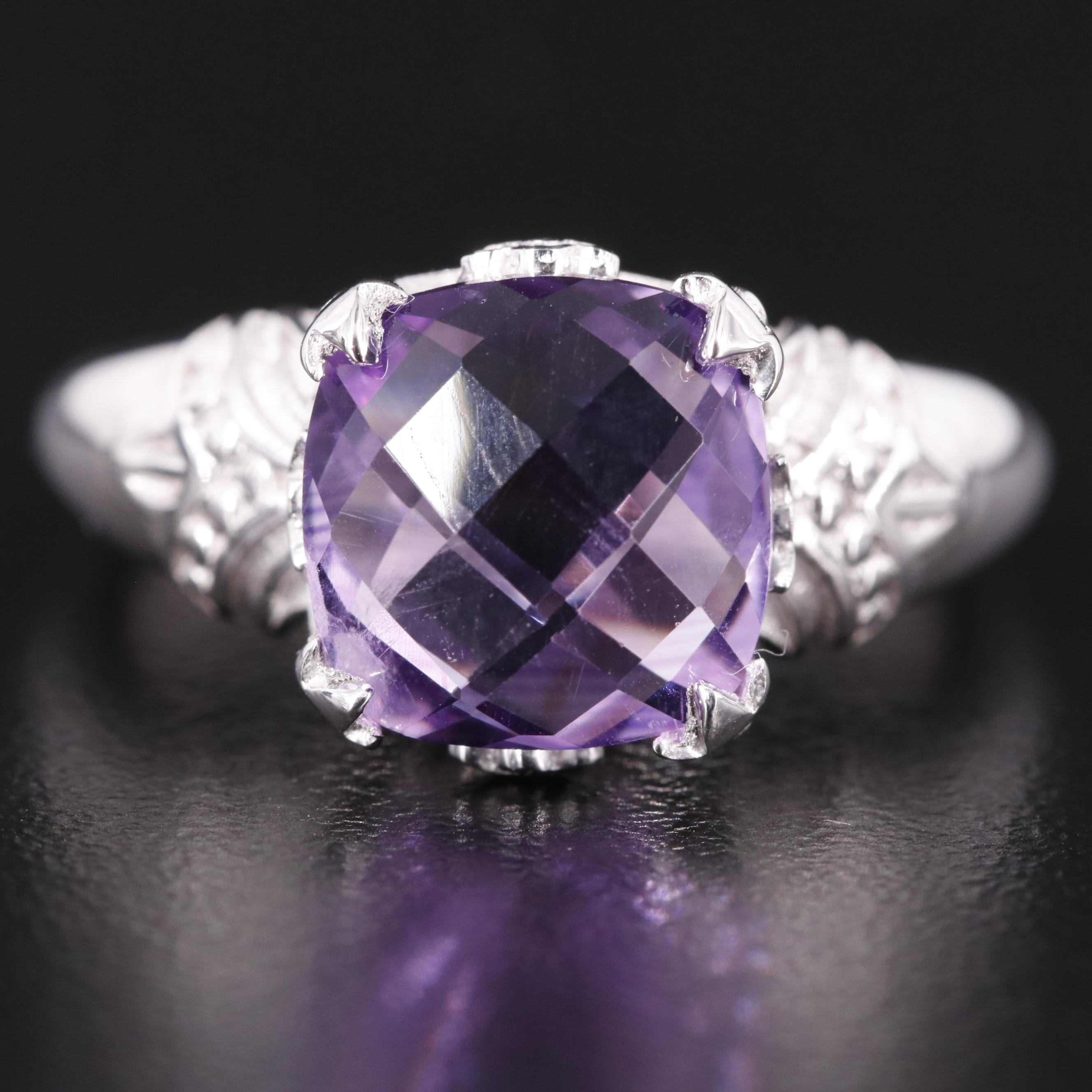 Sterling Amethyst Solitaire Ring