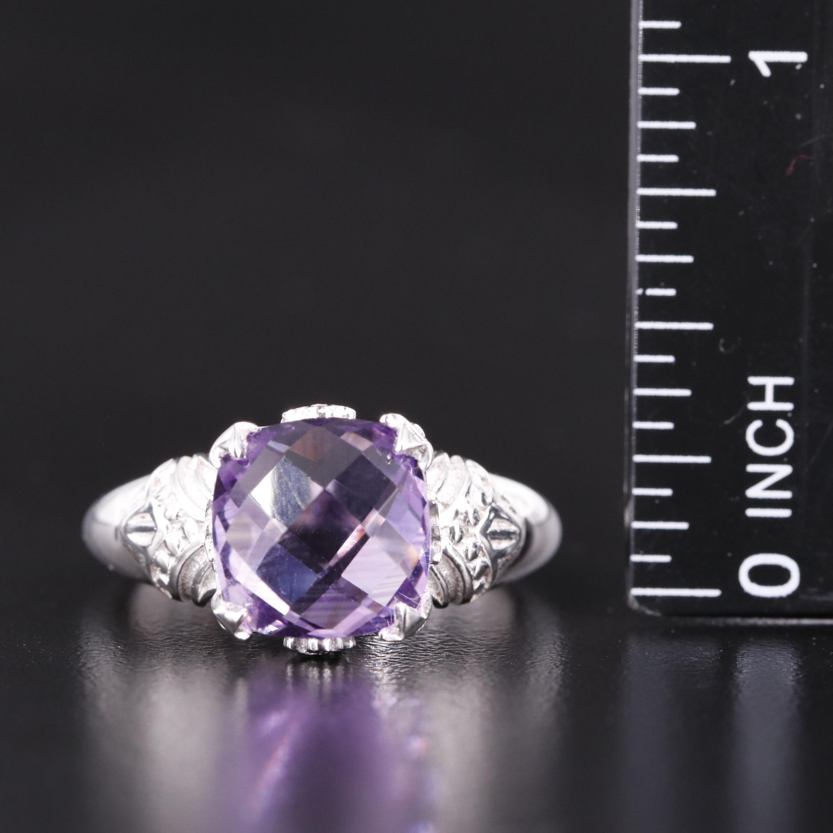 Sterling Amethyst Solitaire Ring