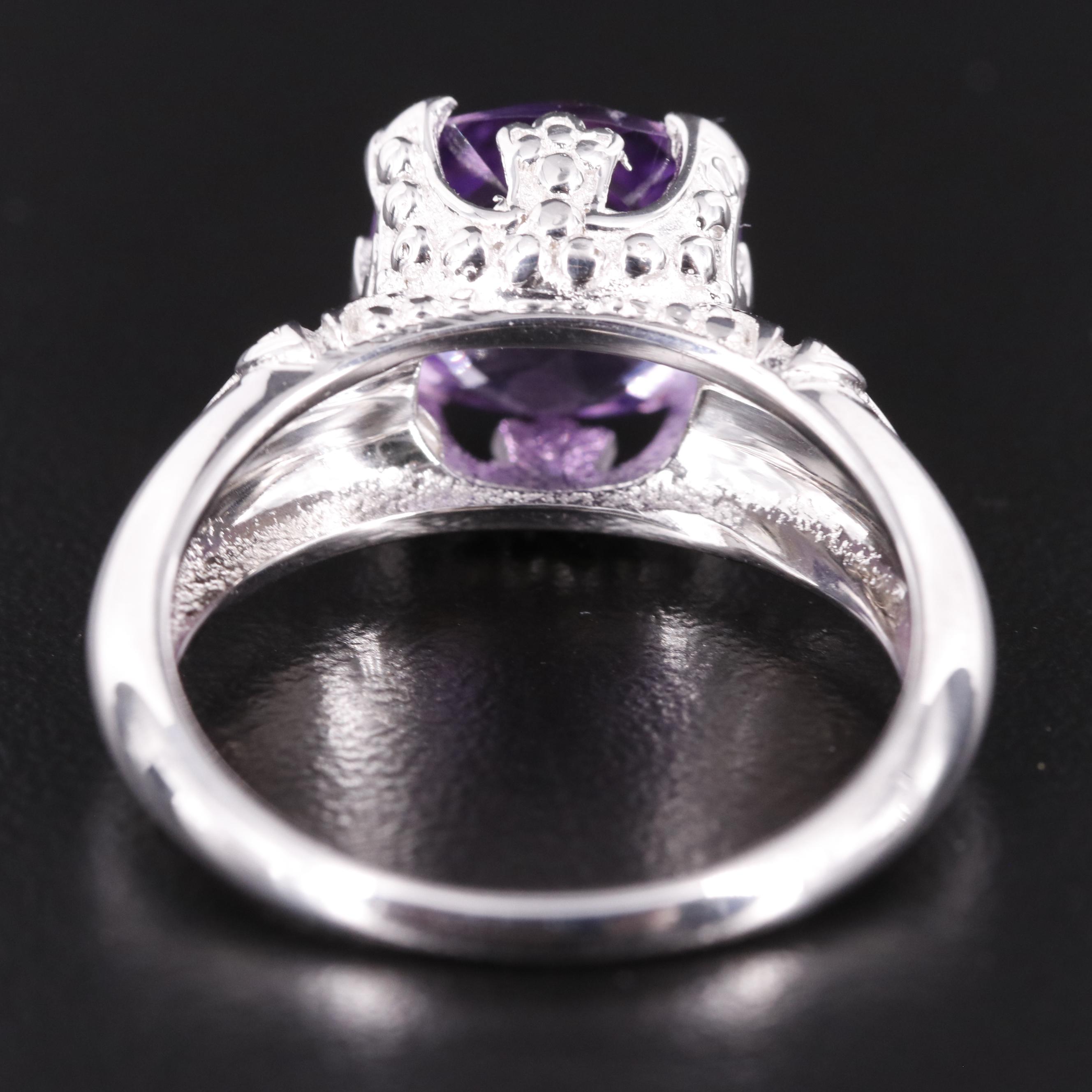 Sterling Amethyst Solitaire Ring