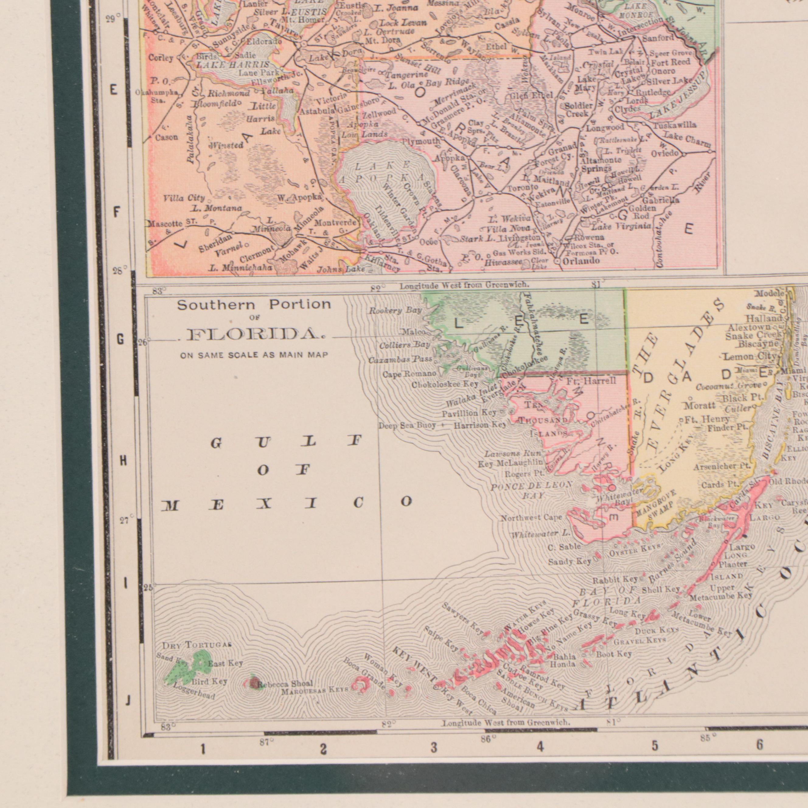 Rand, McNally & Co. Map of Florida, Circa 1895