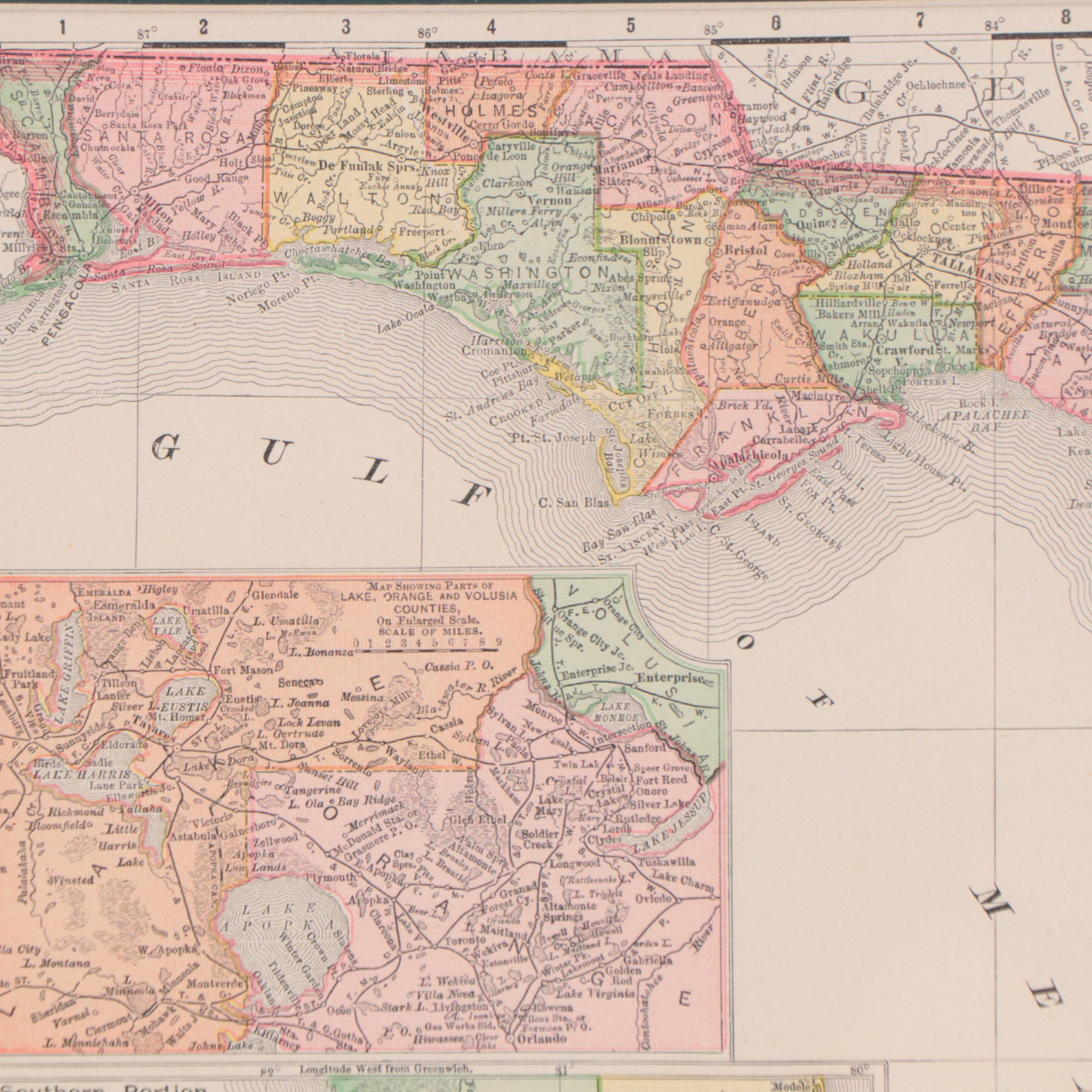 Rand, McNally & Co. Map of Florida, Circa 1895