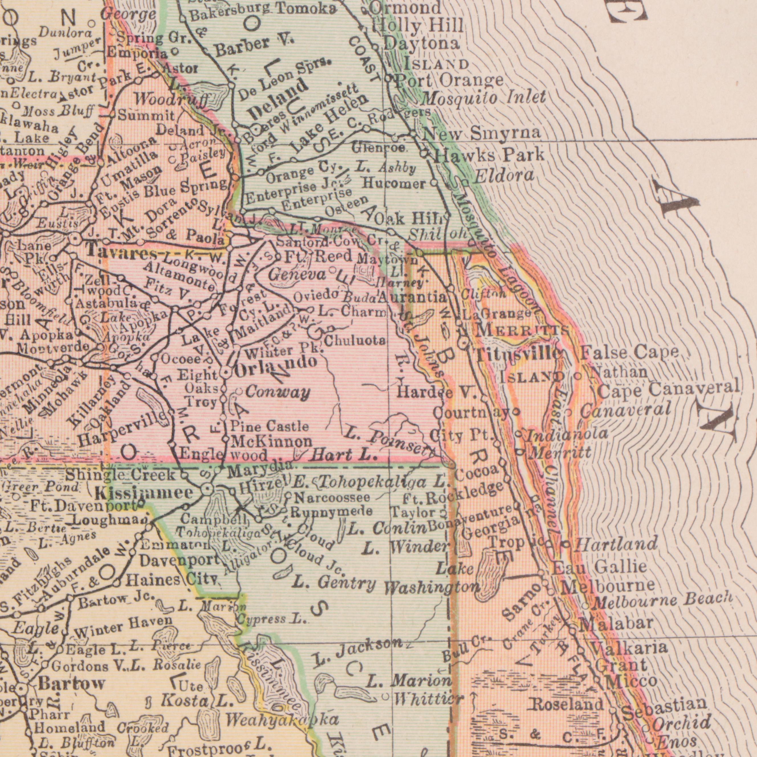 Rand, McNally & Co. Map of Florida, Circa 1895