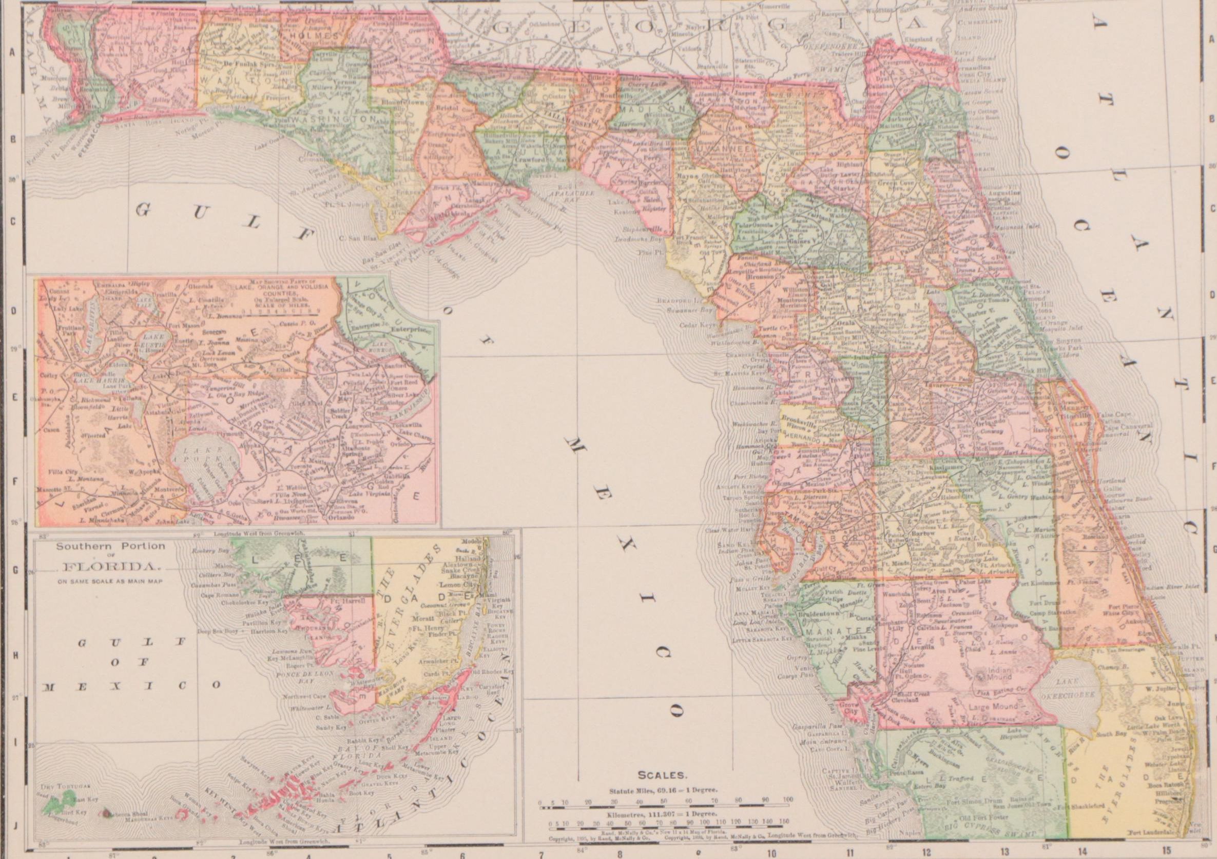 Rand, McNally & Co. Map of Florida, Circa 1895