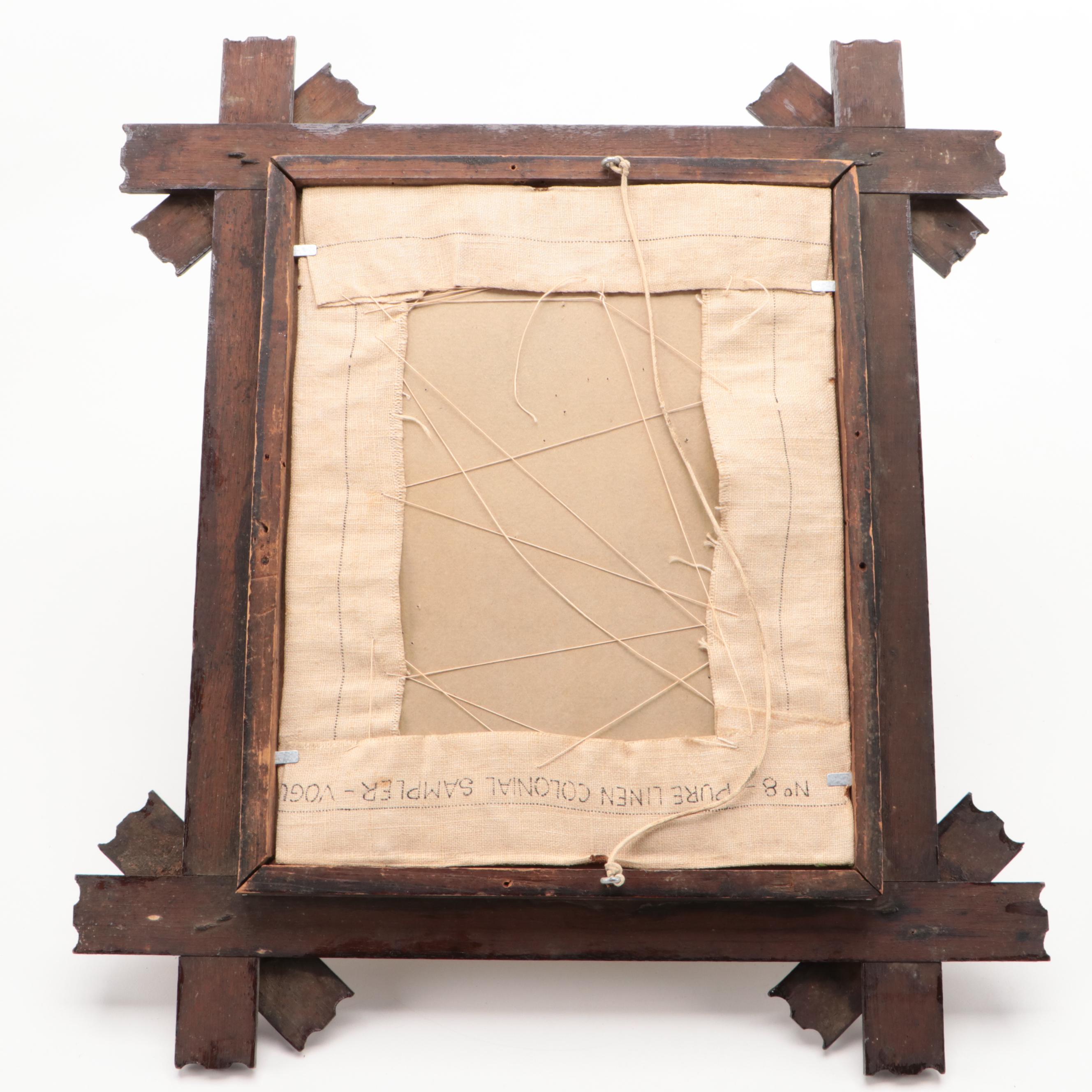 Handmade Cross-Stitch Samplers in Black Forest Style Walnut Frames