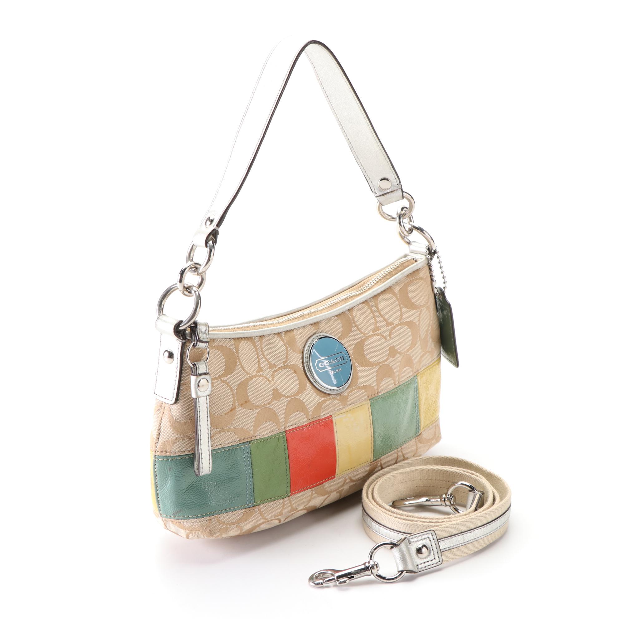 Coach Signature Collection Multicolored Shoulder Bag with Crossbody Strap