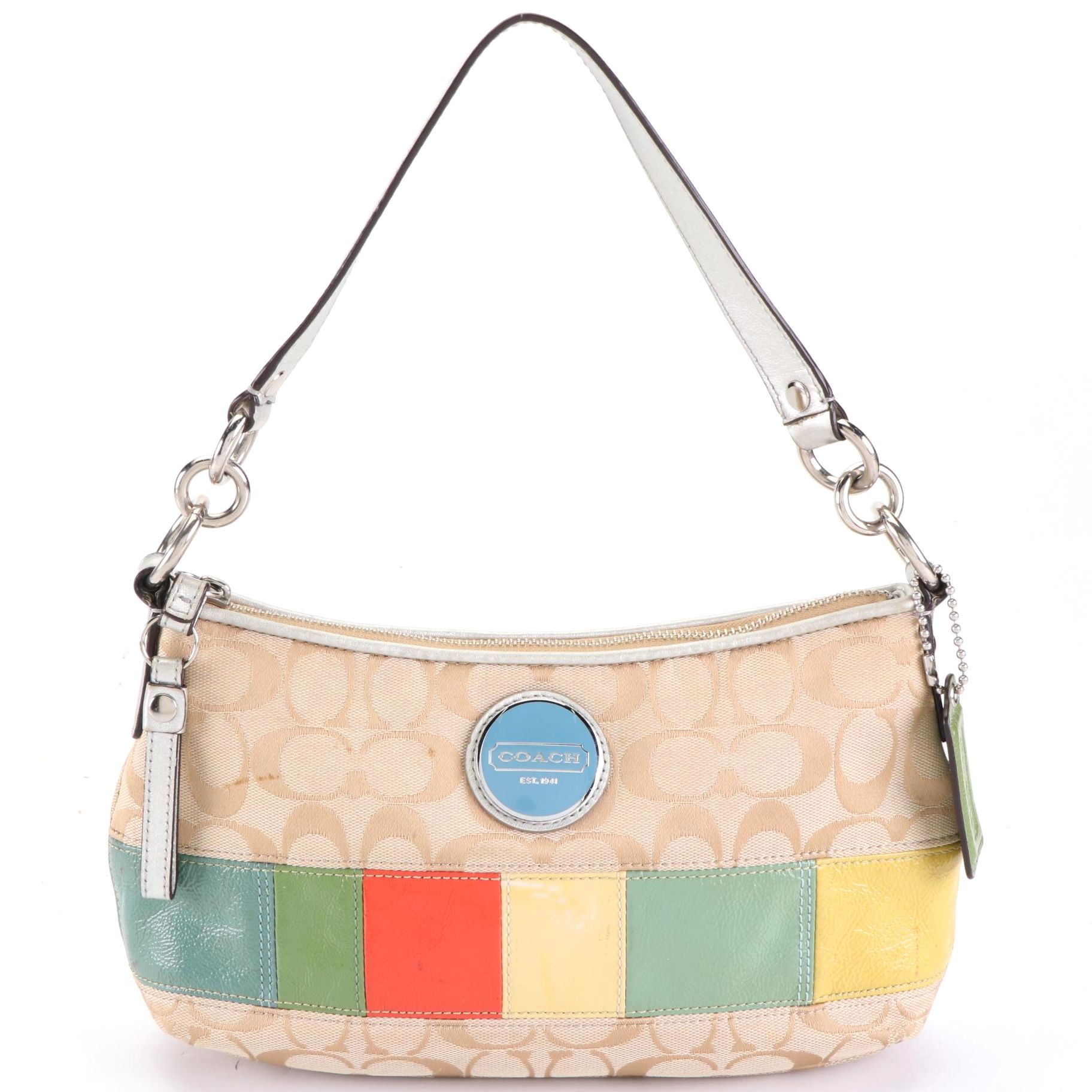 Coach Signature Collection Multicolored Shoulder Bag with Crossbody Strap