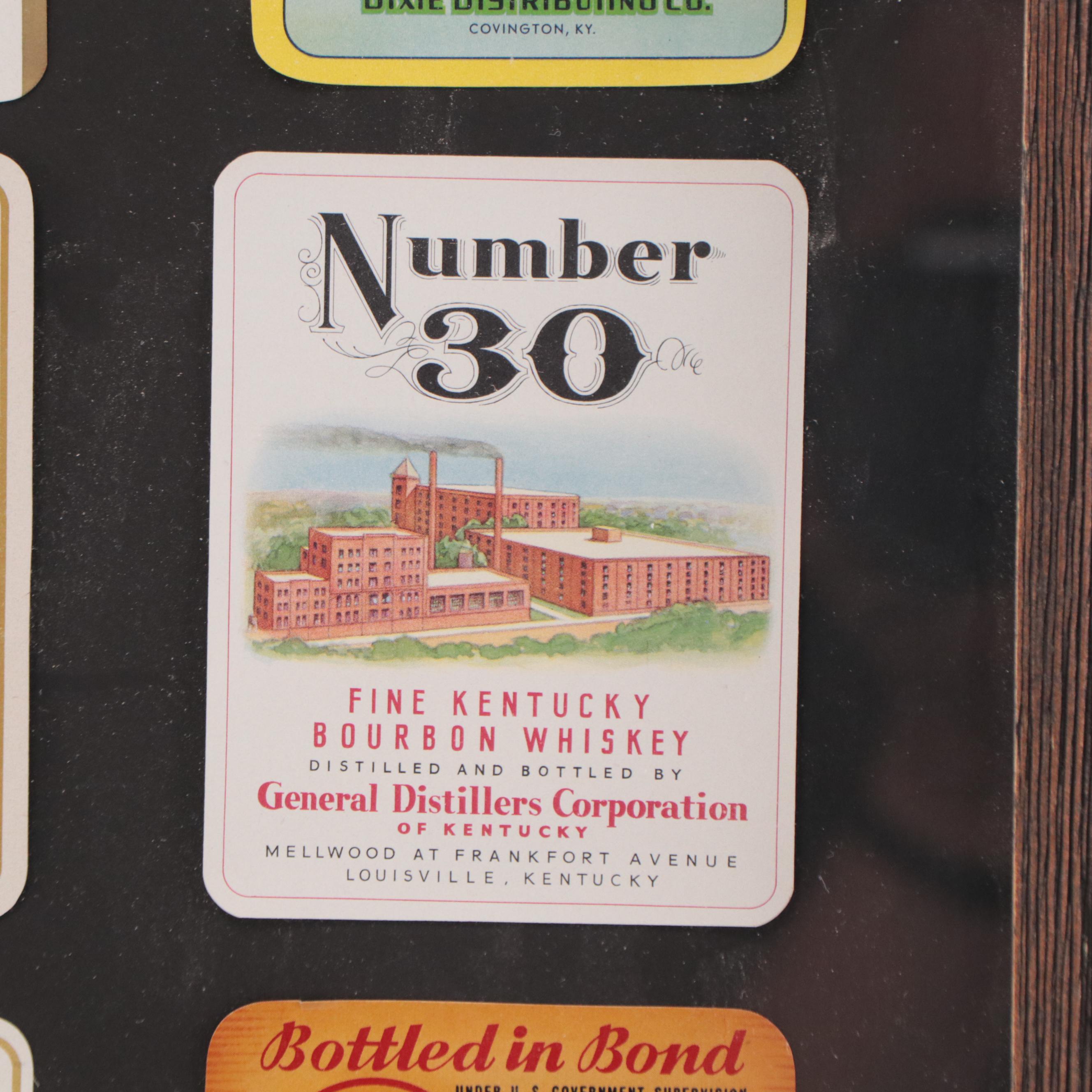 Kentucky Bourbon Labels in Frame, 1930s-1950s