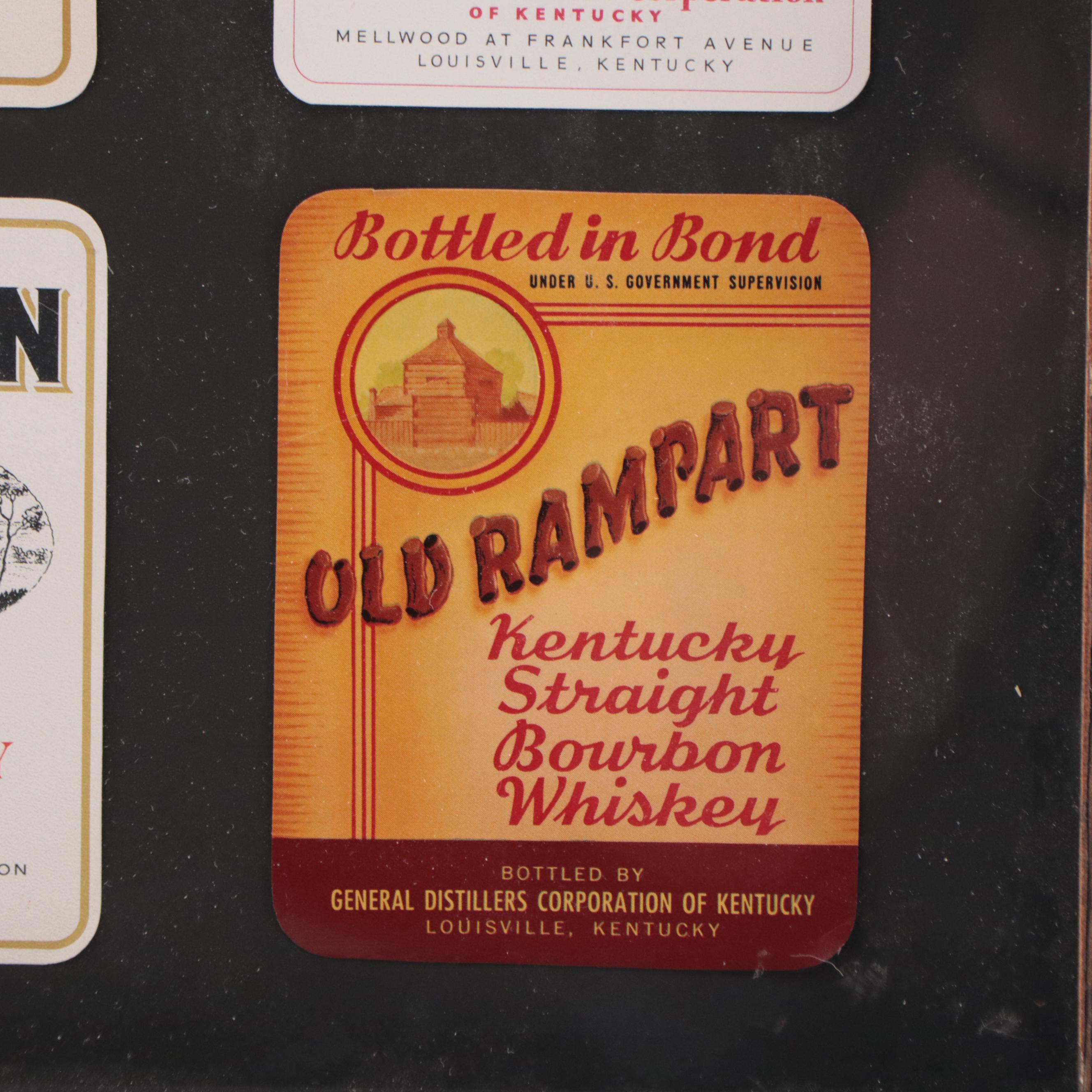Kentucky Bourbon Labels in Frame, 1930s-1950s