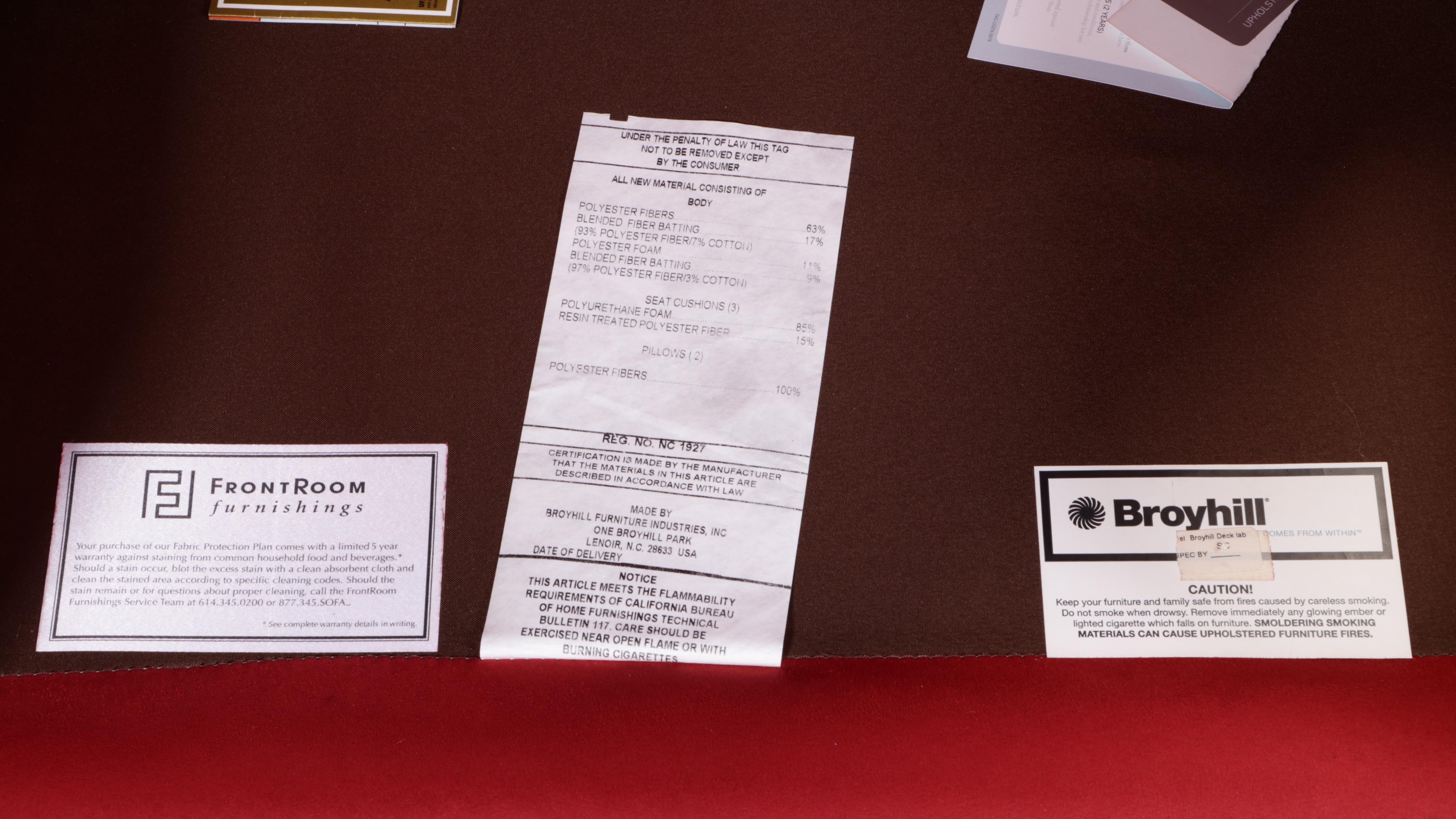 Broyhill Red Microfiber Roll-Arm Sofa with Nailheads