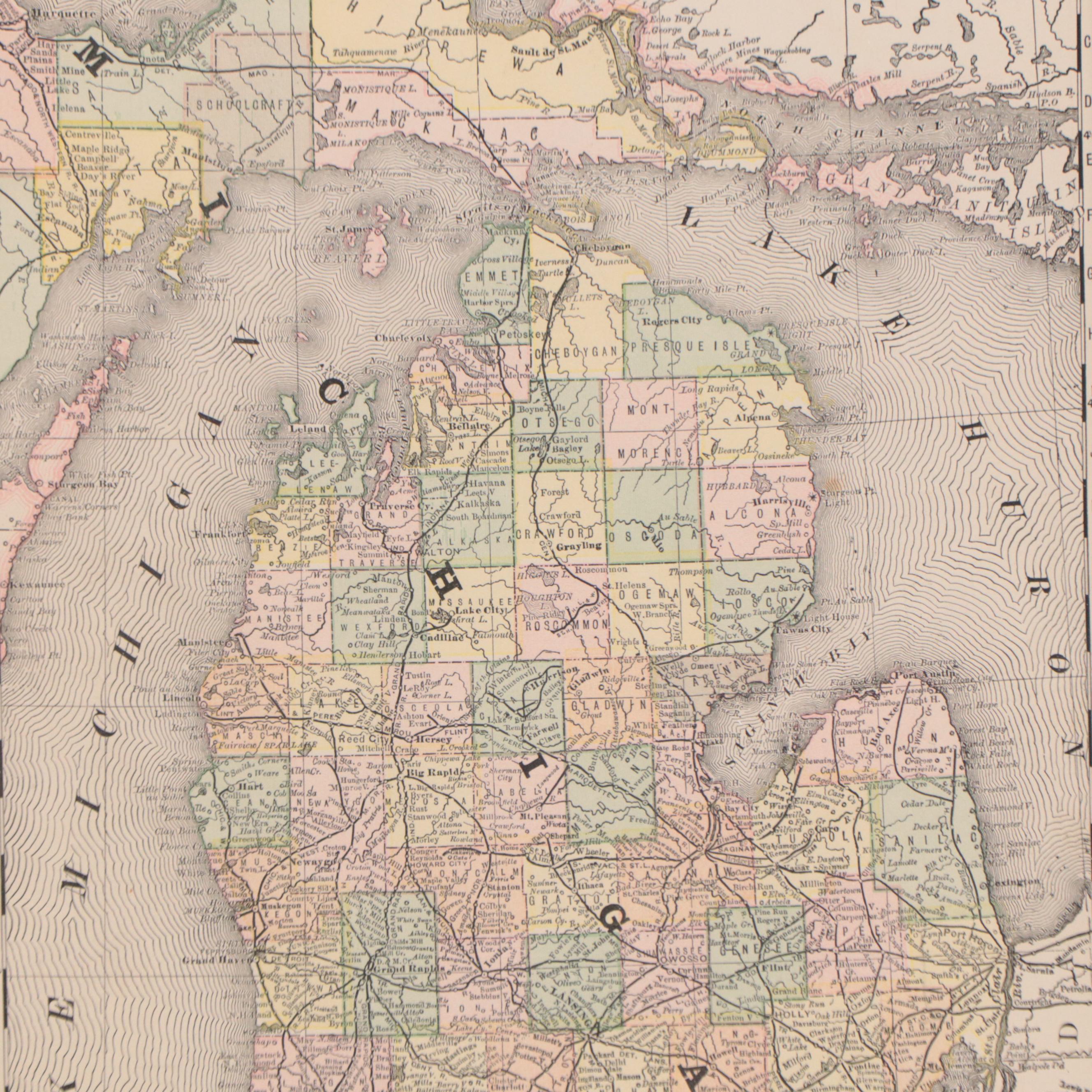 Wax Engraving Map "Michigan," 1881