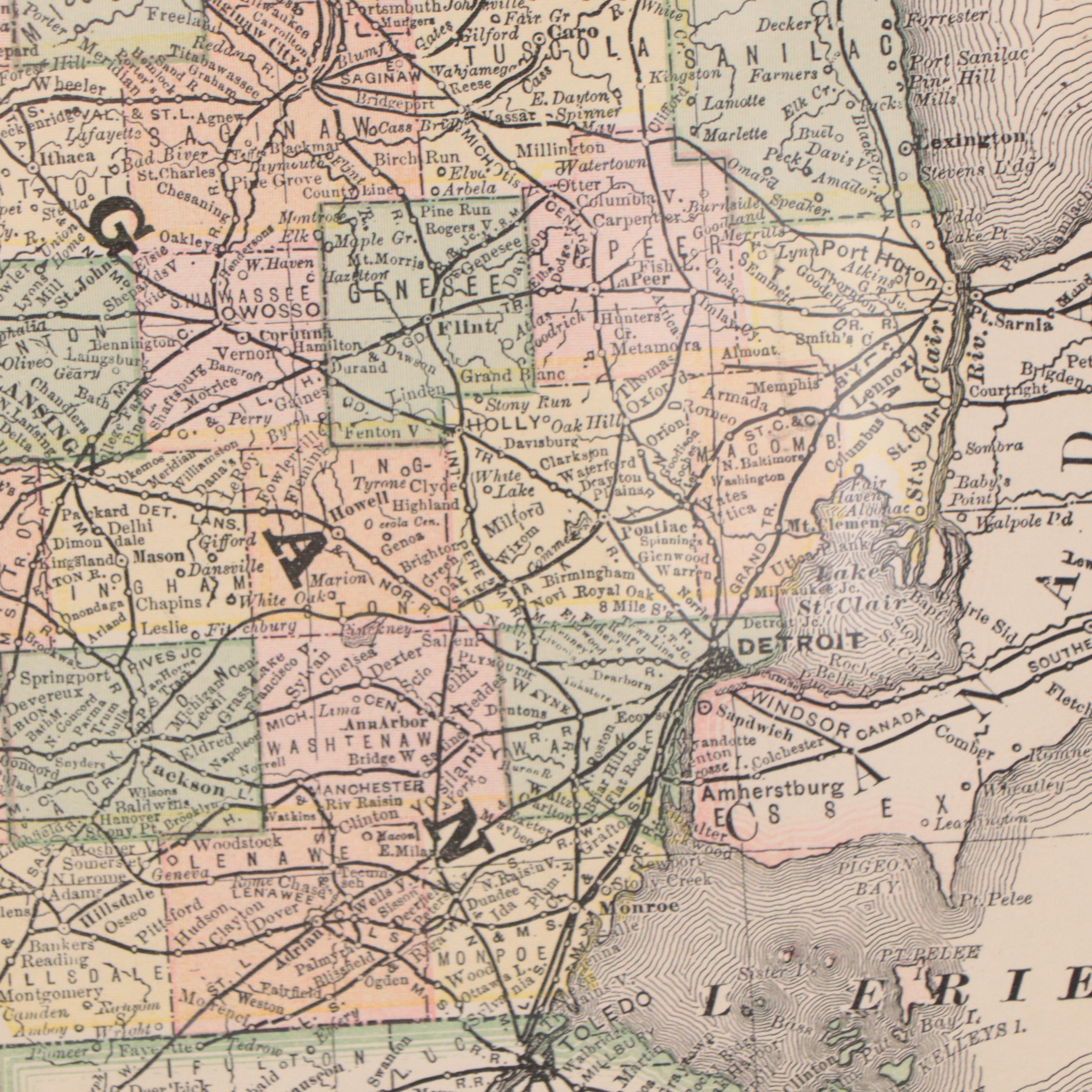Wax Engraving Map "Michigan," 1881