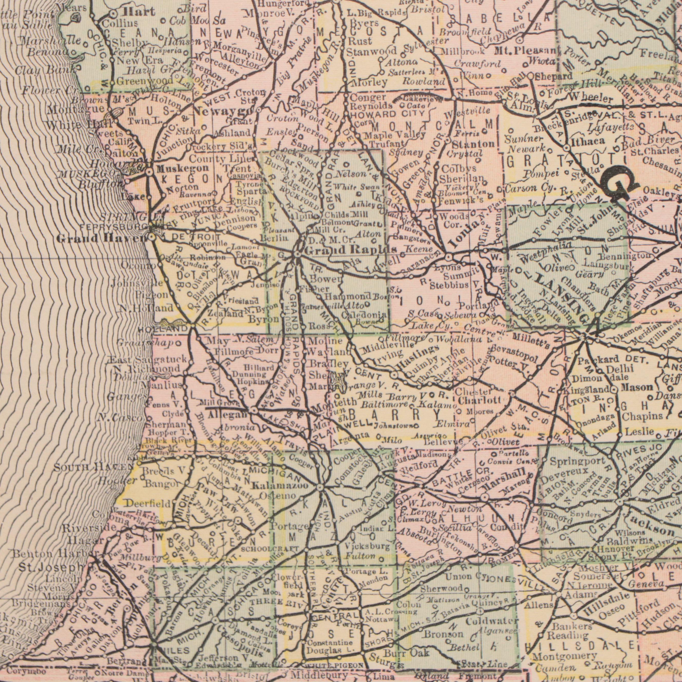 Wax Engraving Map "Michigan," 1881