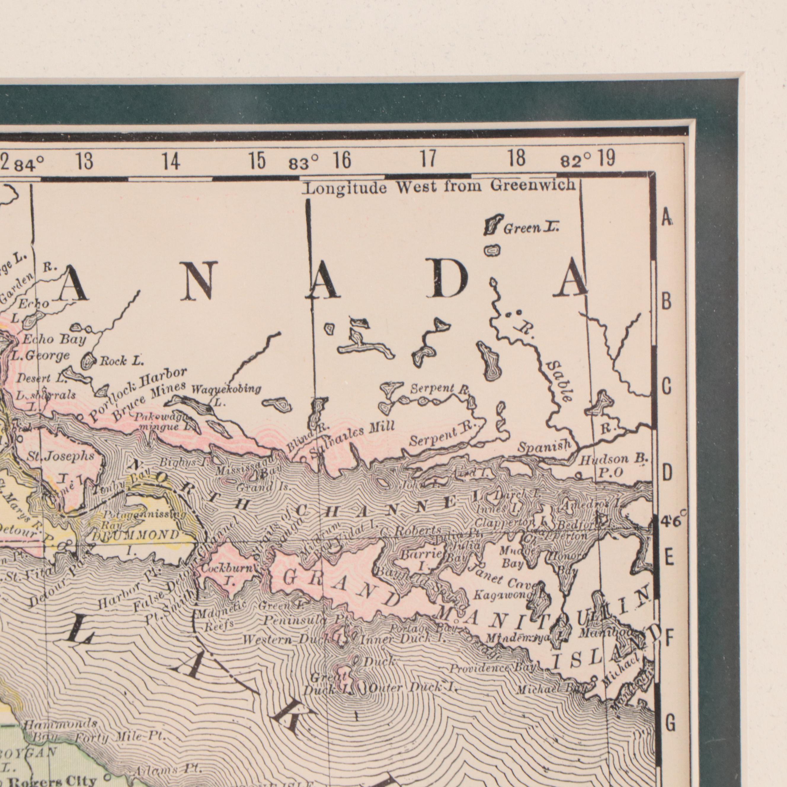 Wax Engraving Map "Michigan," 1881