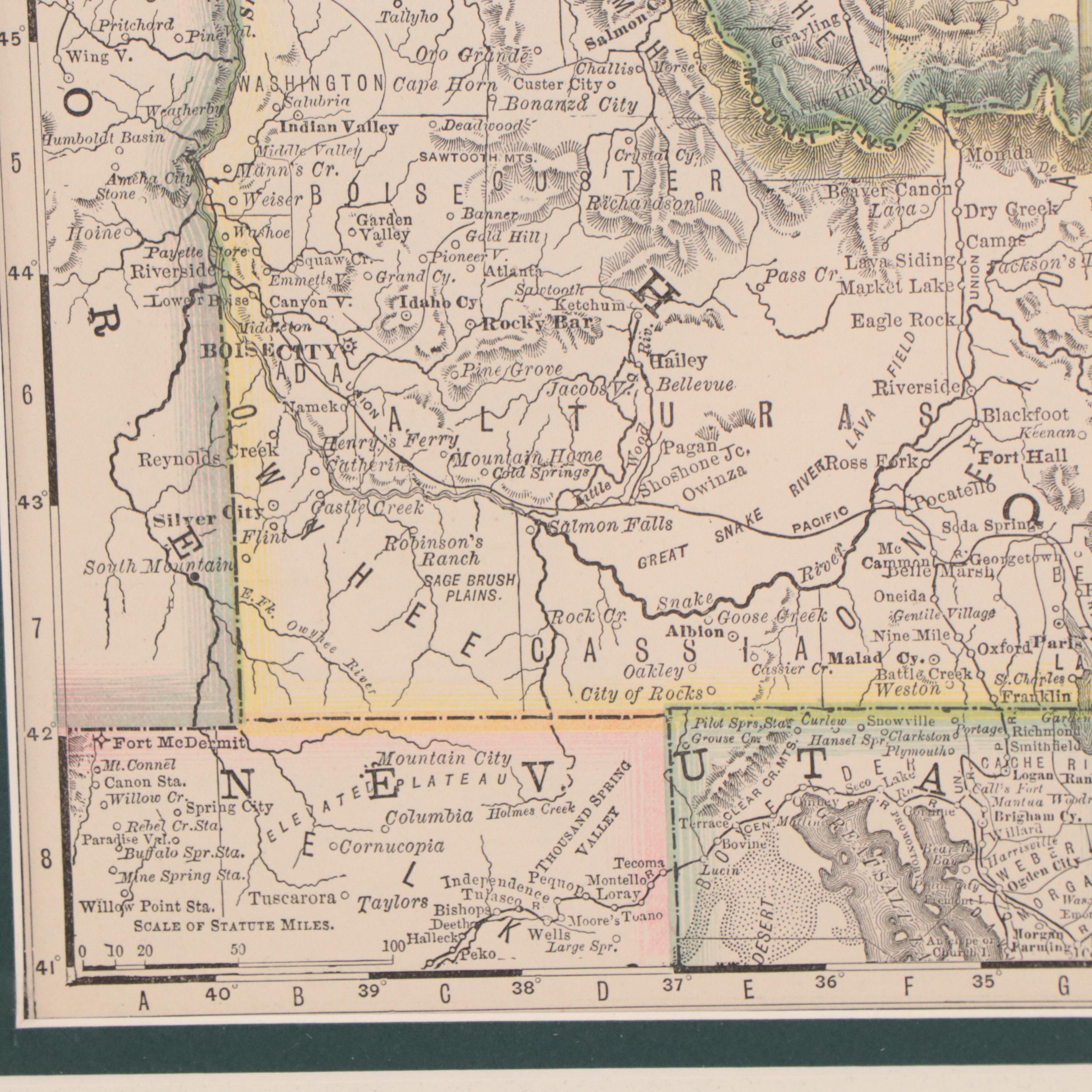 Wax Engraving Map of Intermountain West, 1881