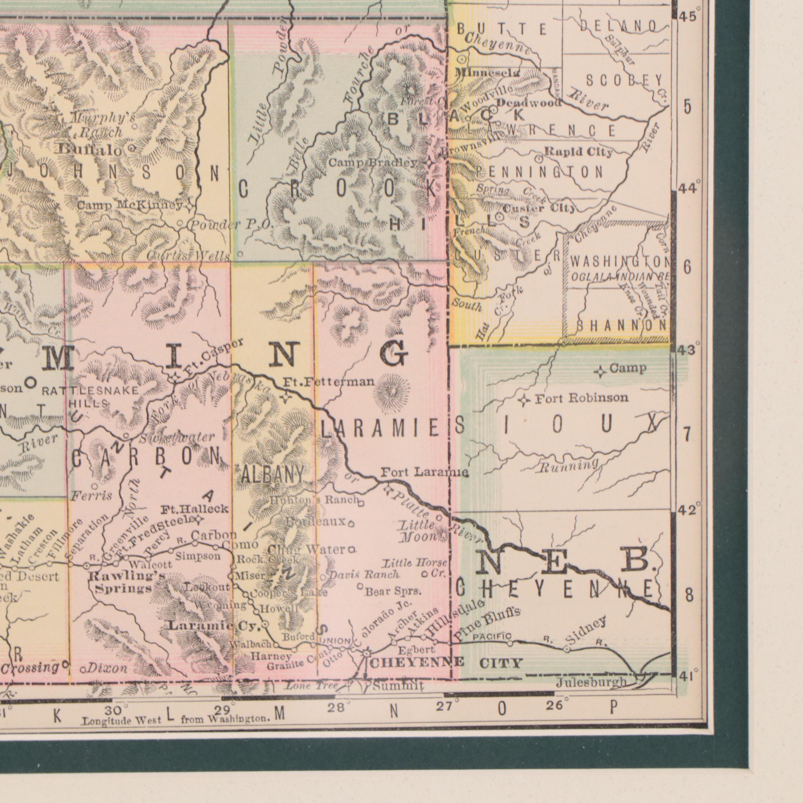 Wax Engraving Map of Intermountain West, 1881