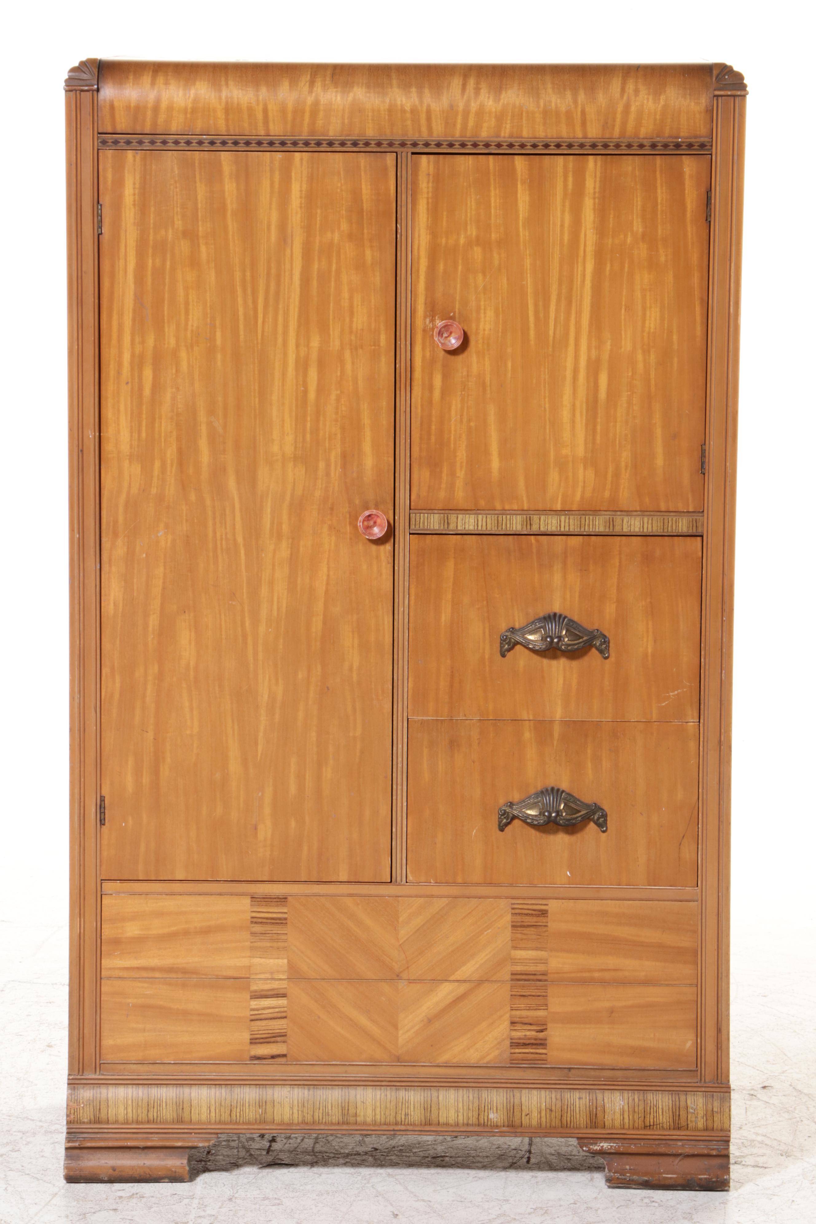 Webb Furniture Co. Art Deco Waterfall Chifferobe, circa 1930