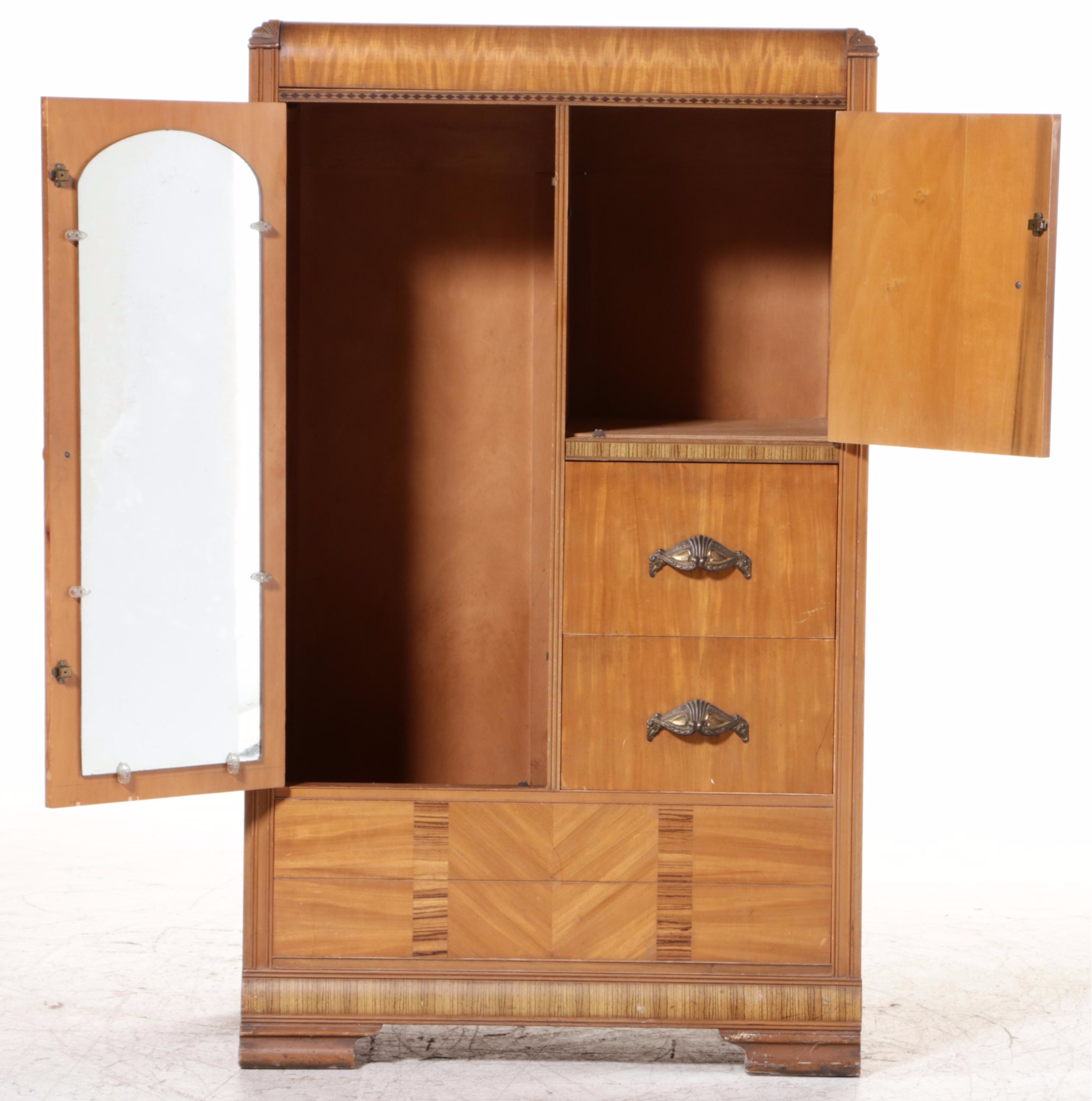 Webb Furniture Co. Art Deco Waterfall Chifferobe, circa 1930