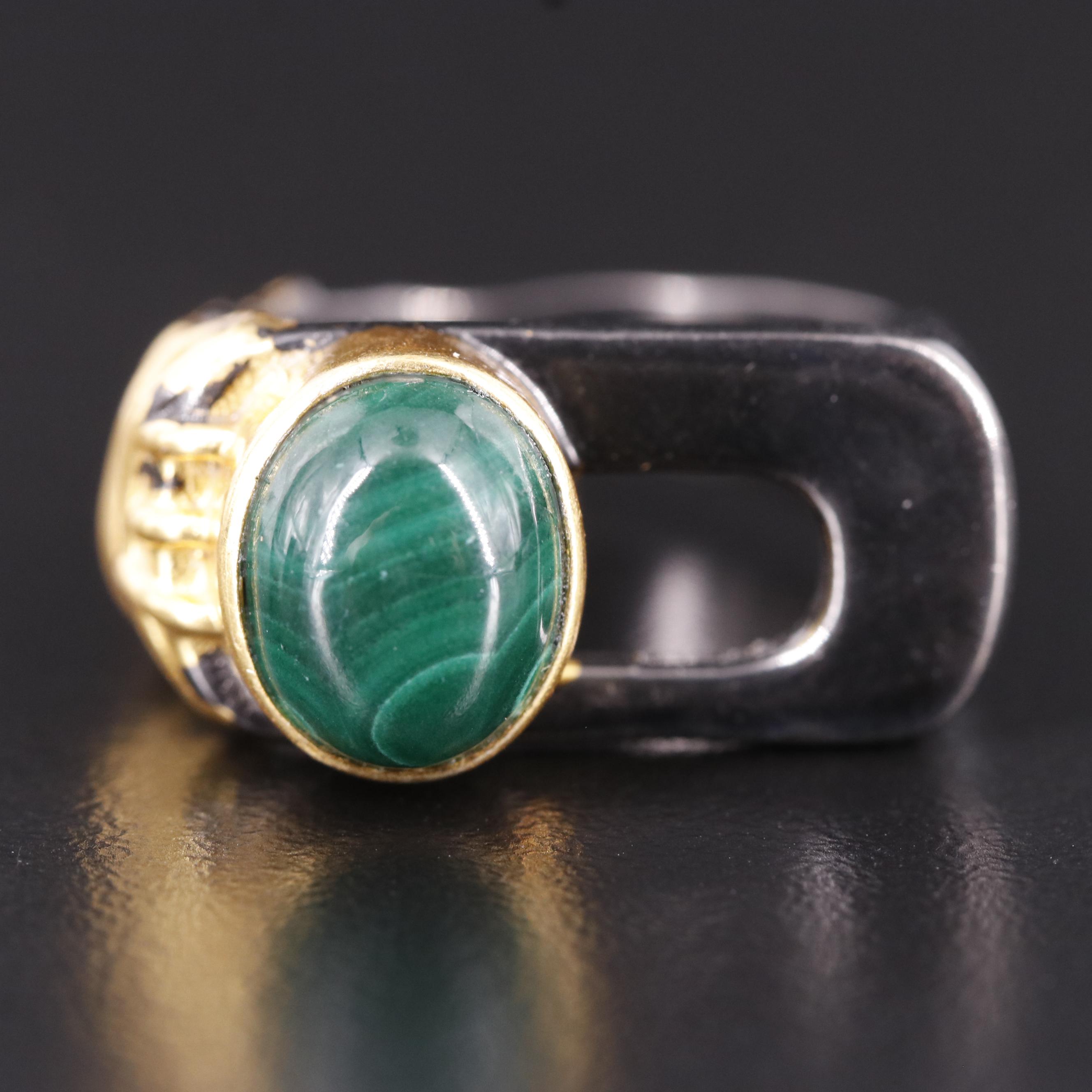 Malachite Semi Bar Ring