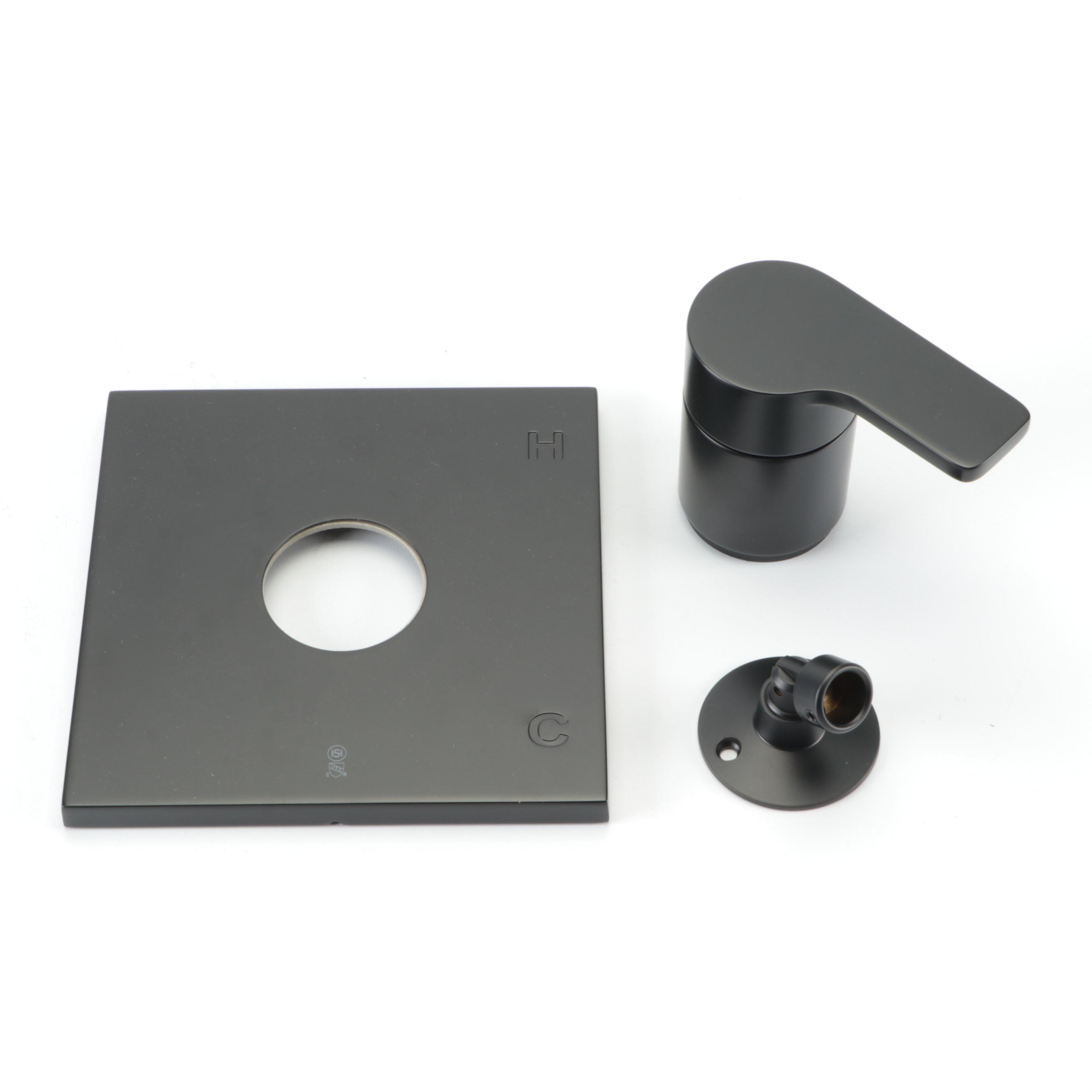 Pressure Balance Shower Valve Trim Kit and Swivel Shower Support in Matte Black