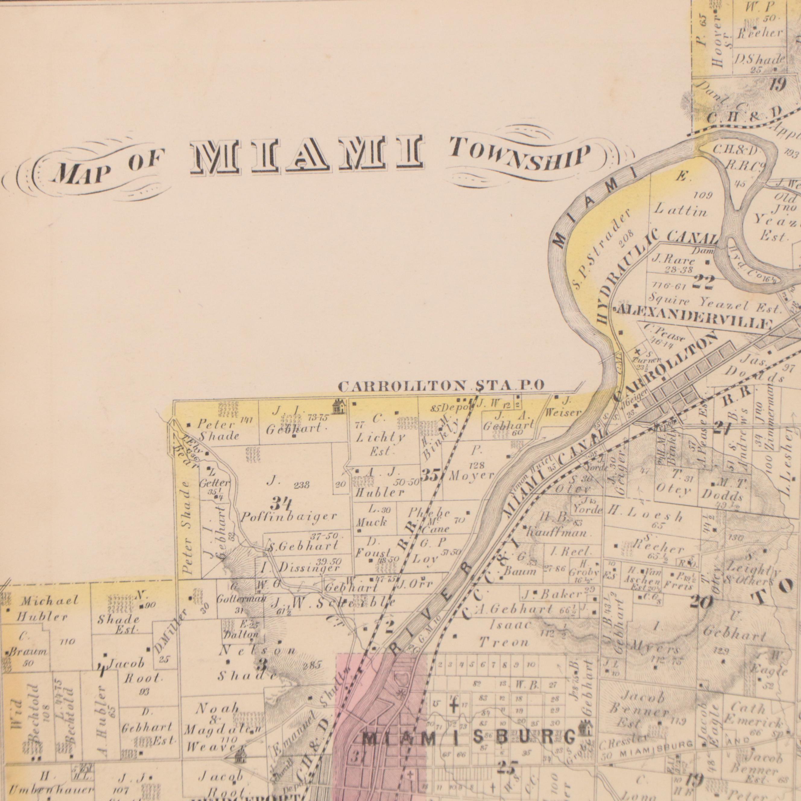 Lithograph "Map of Miami Township," 1871