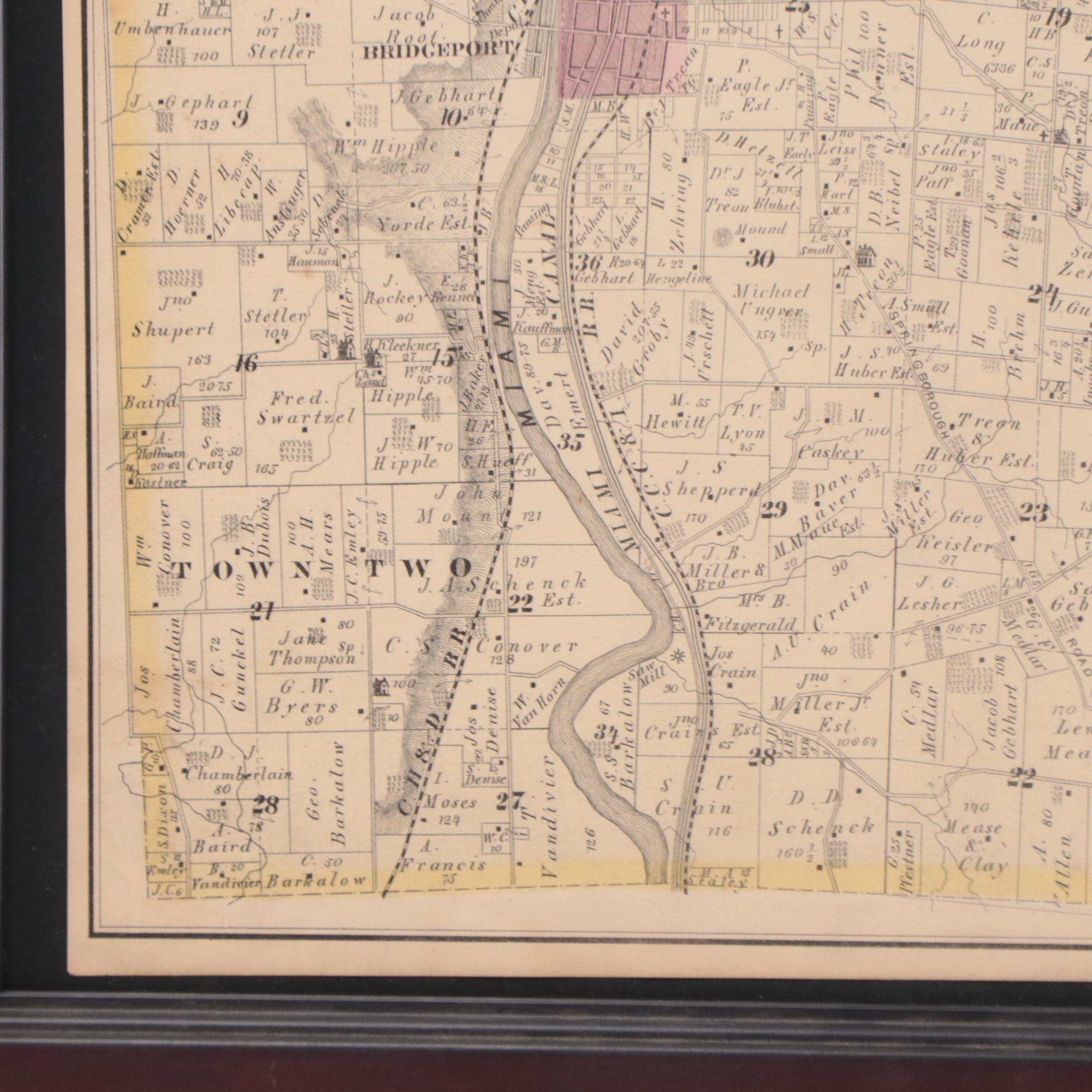 Lithograph "Map of Miami Township," 1871