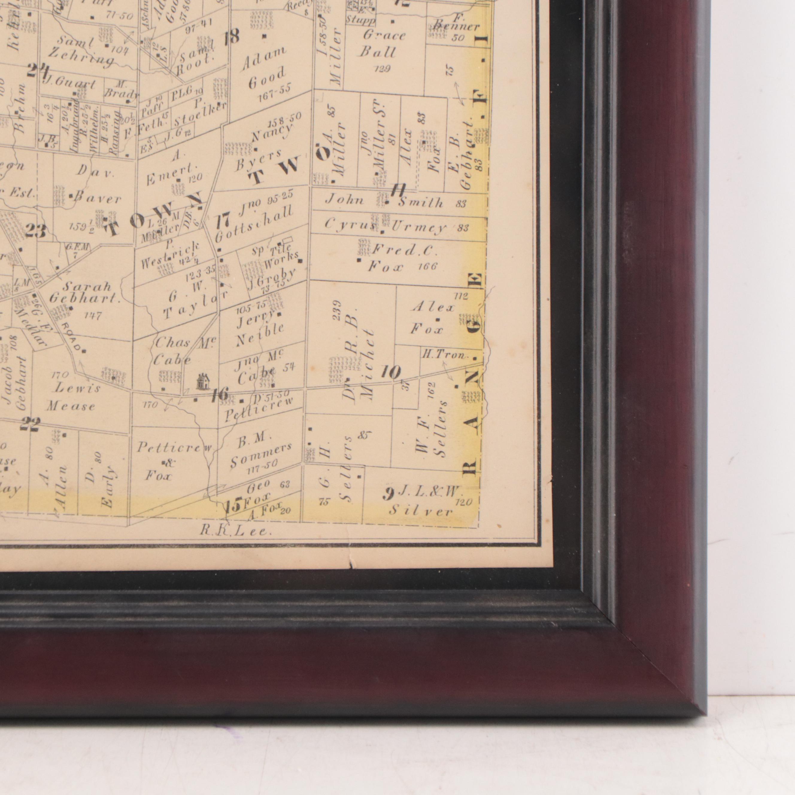 Lithograph "Map of Miami Township," 1871