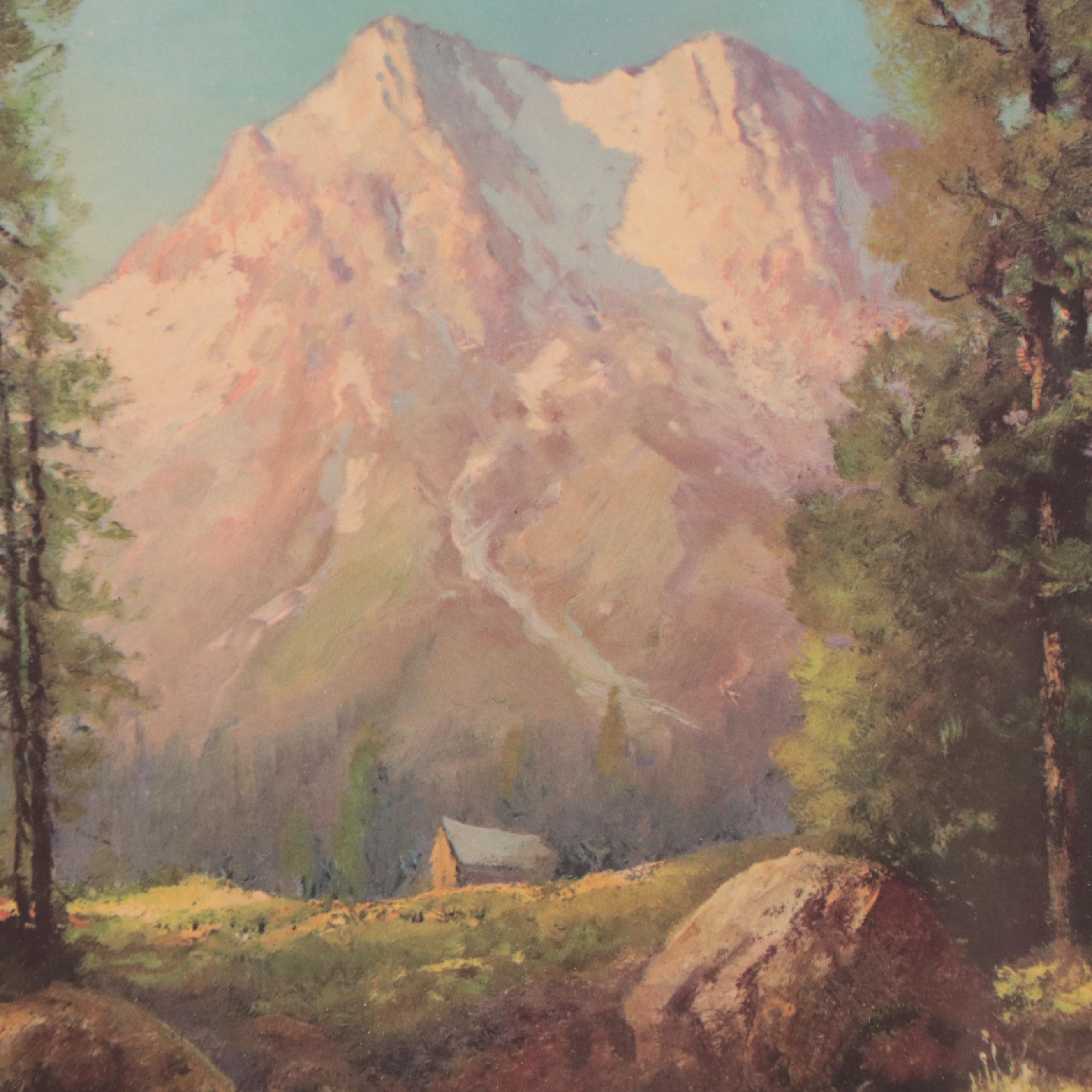 Robert Wood Landscape Offset Lithograph, Mid-20th Century