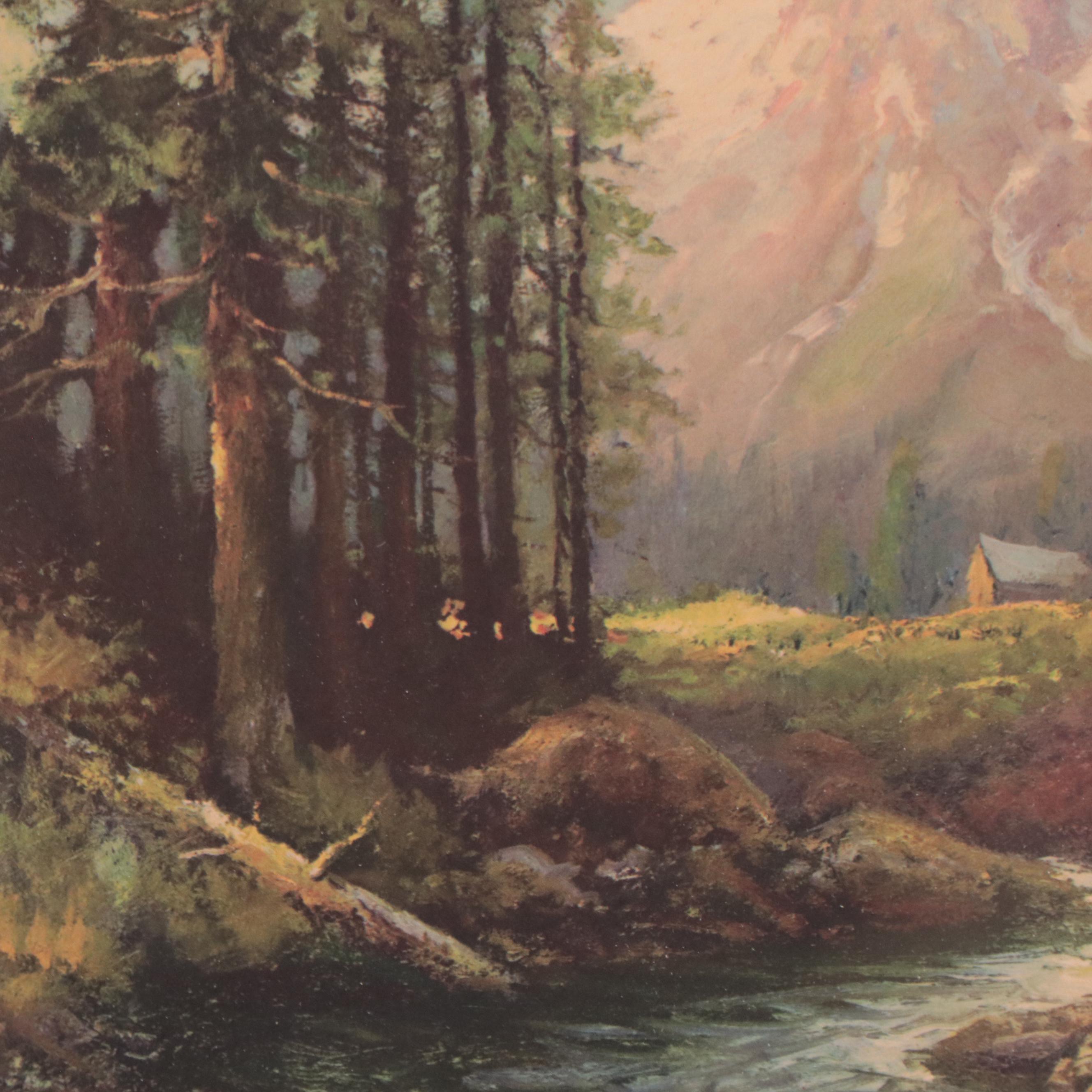 Robert Wood Landscape Offset Lithograph, Mid-20th Century