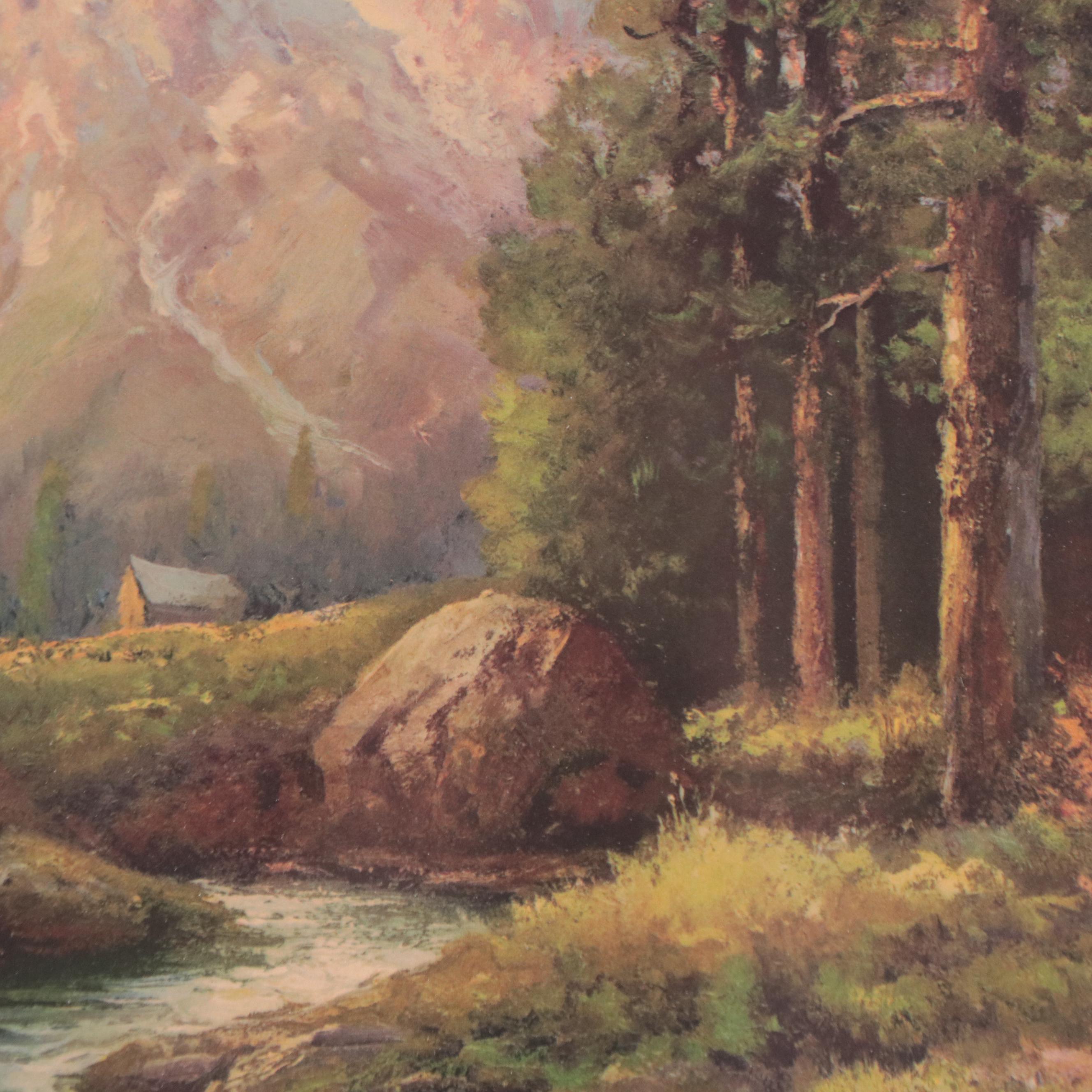 Robert Wood Landscape Offset Lithograph, Mid-20th Century