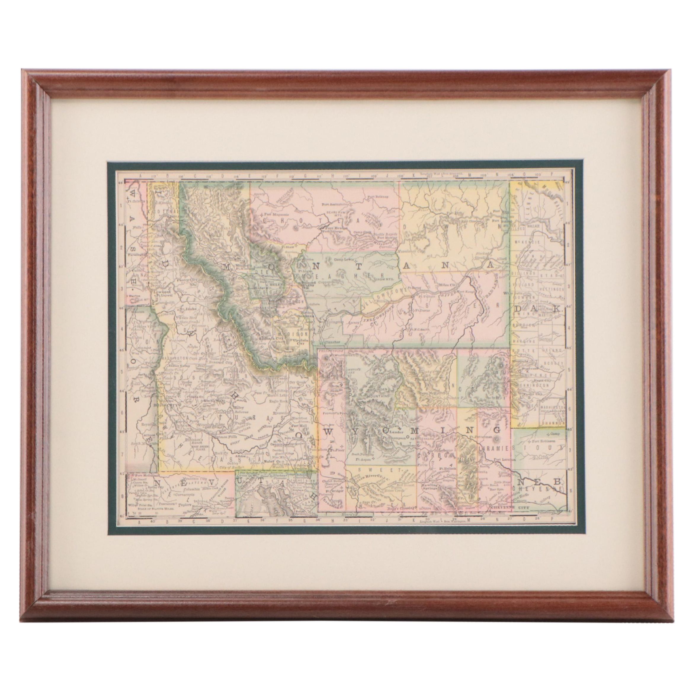 Wax Engraving Map of Intermountain West, 1881