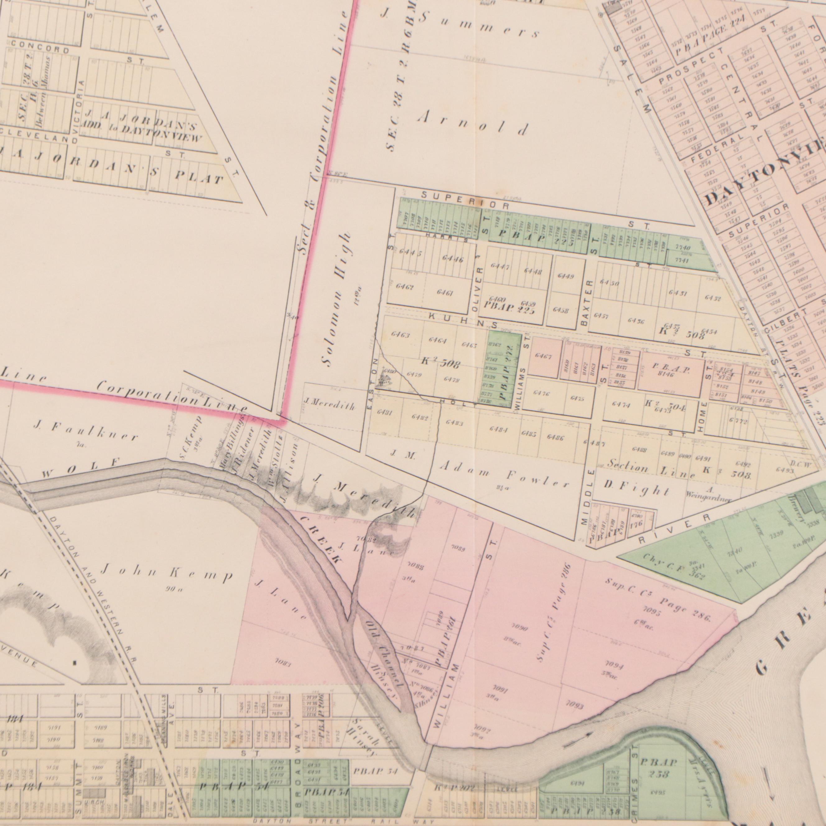 Lithograph Map "Tenth Ward," 1871