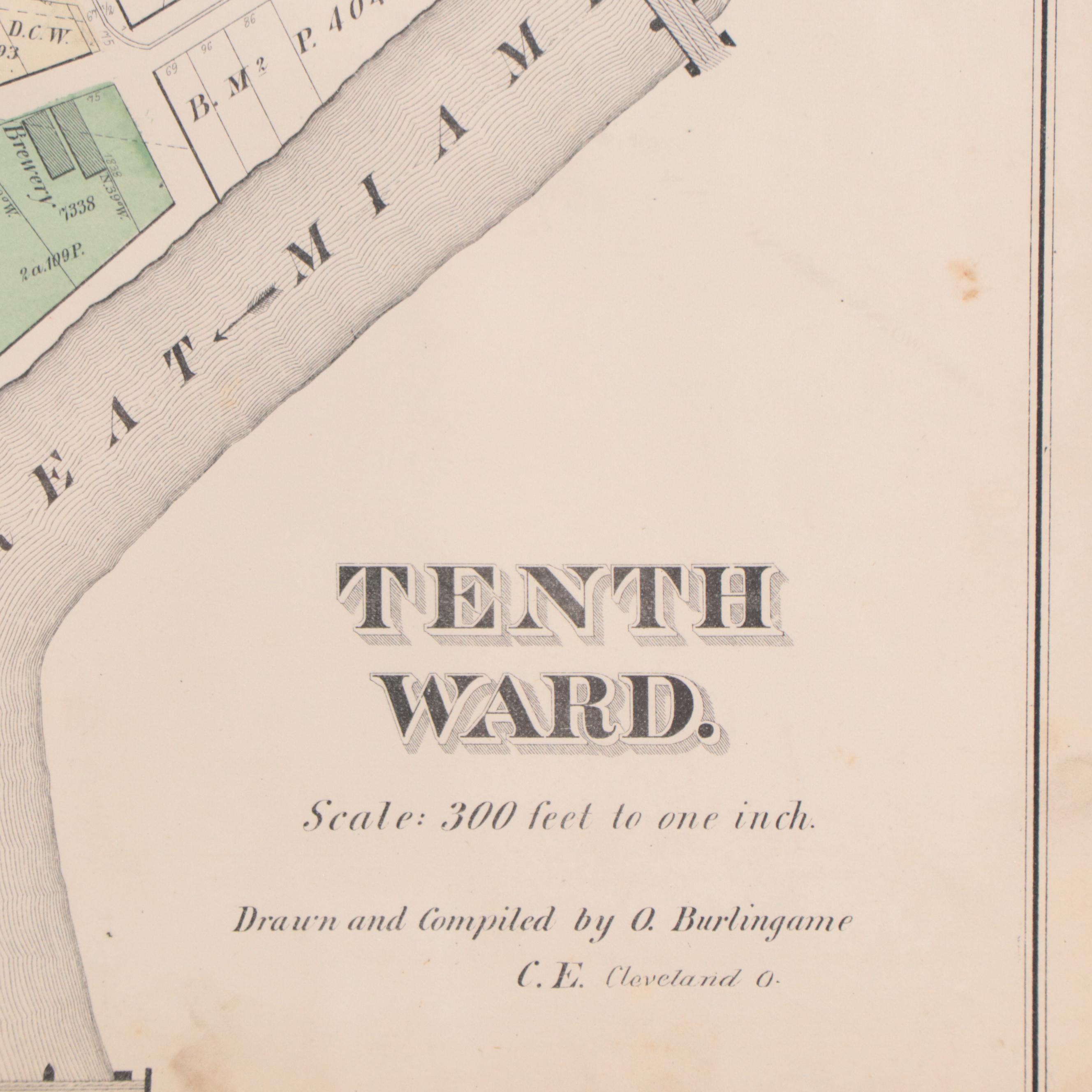 Lithograph Map "Tenth Ward," 1871