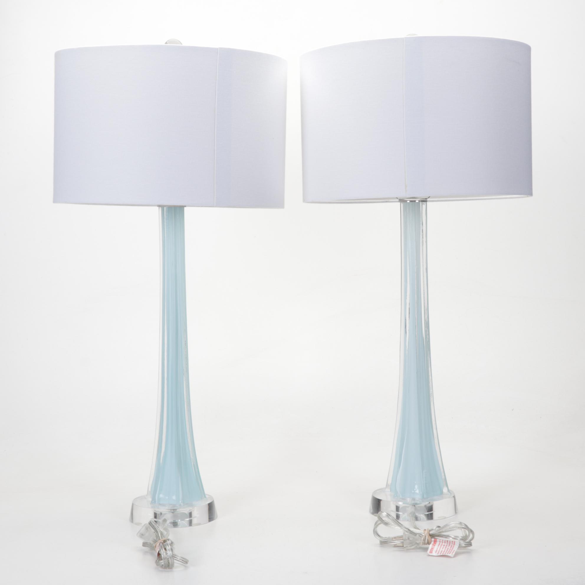 Blue Art Glass Table Lamps