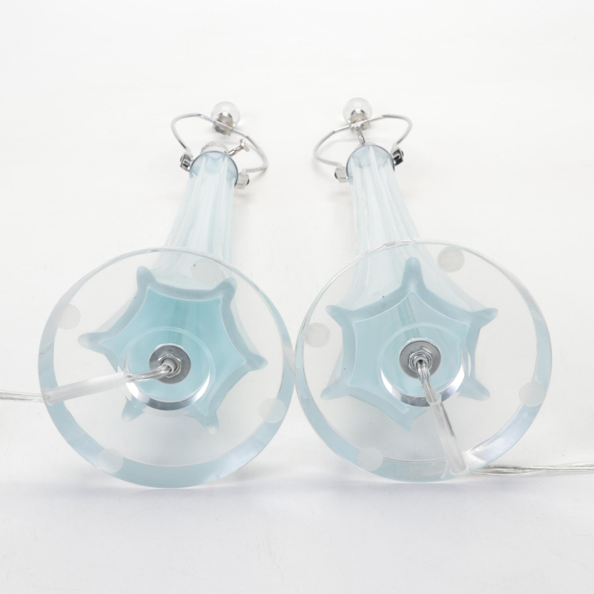 Blue Art Glass Table Lamps