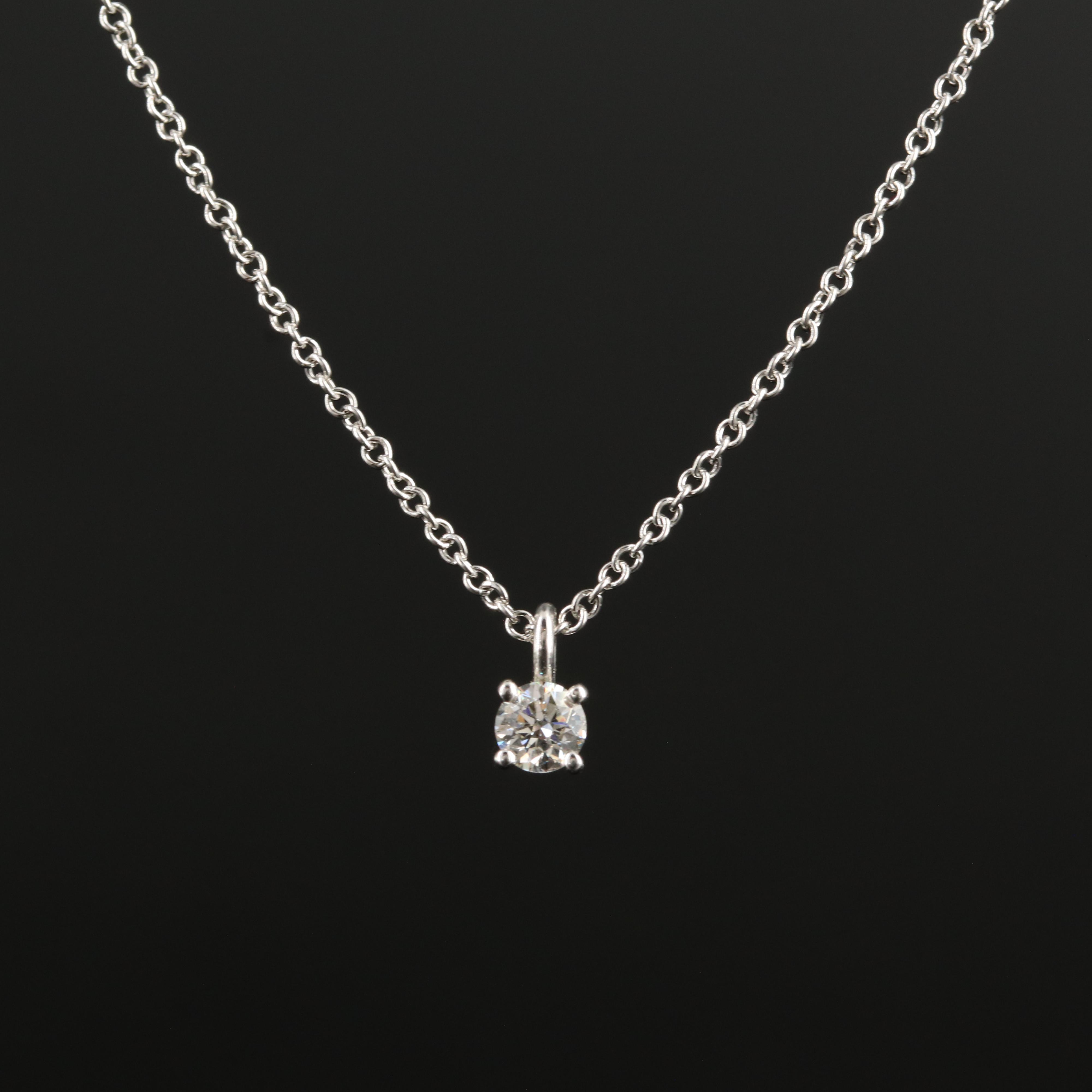 Tiffany & Co. Platinum Solitaire Pendant Necklace