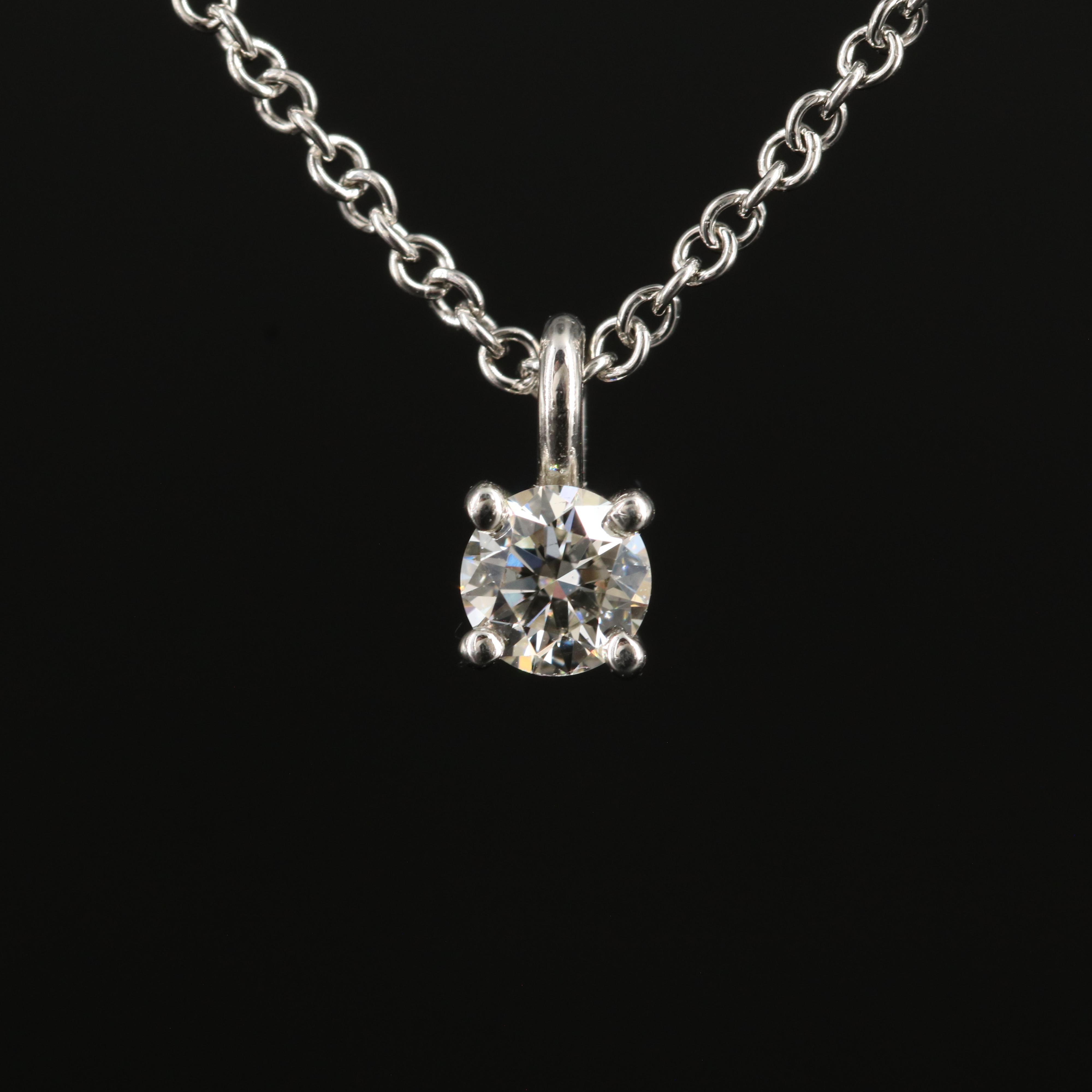 Tiffany & Co. Platinum Solitaire Pendant Necklace