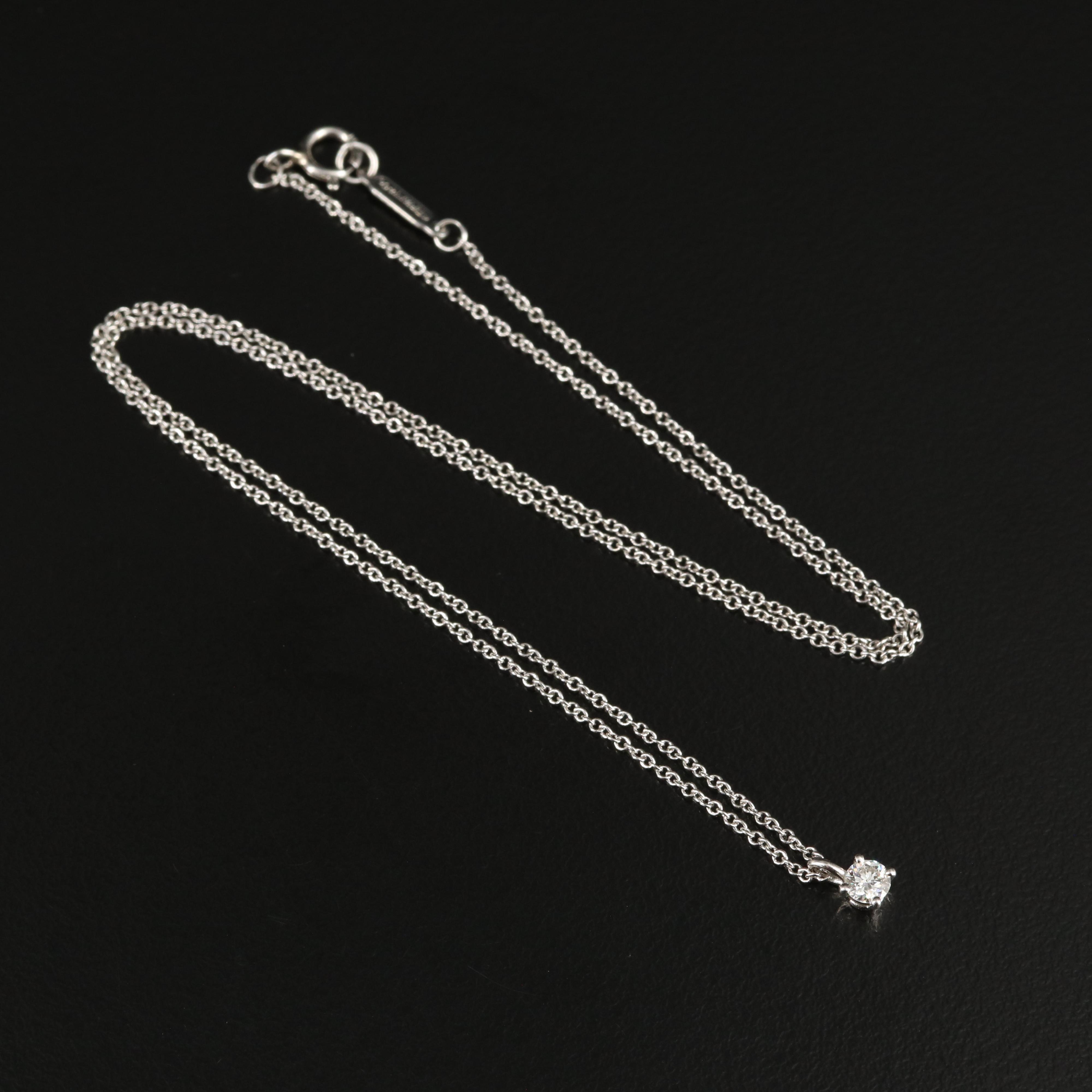 Tiffany & Co. Platinum Solitaire Pendant Necklace