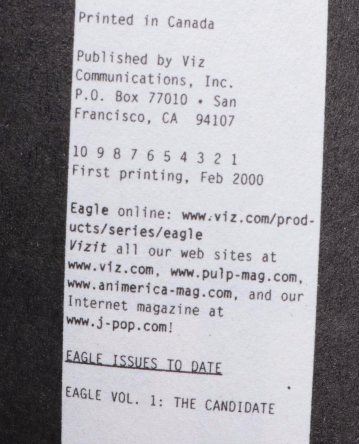 First Edition "Eagle" Partial Set by Kaiji Kawaguchi, 2000–2001